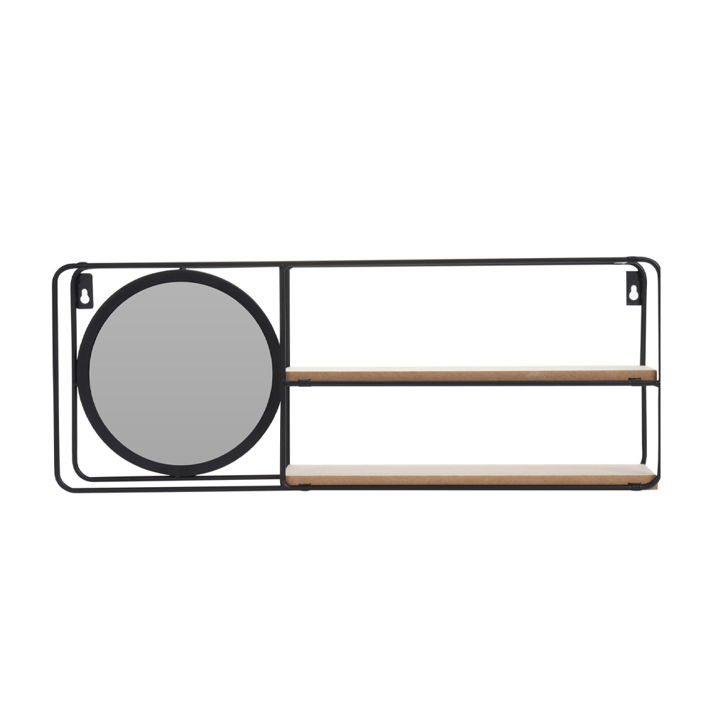 Wandregal Metall mit Spiegel 59 x 5 x 20 cm schwarz/braun