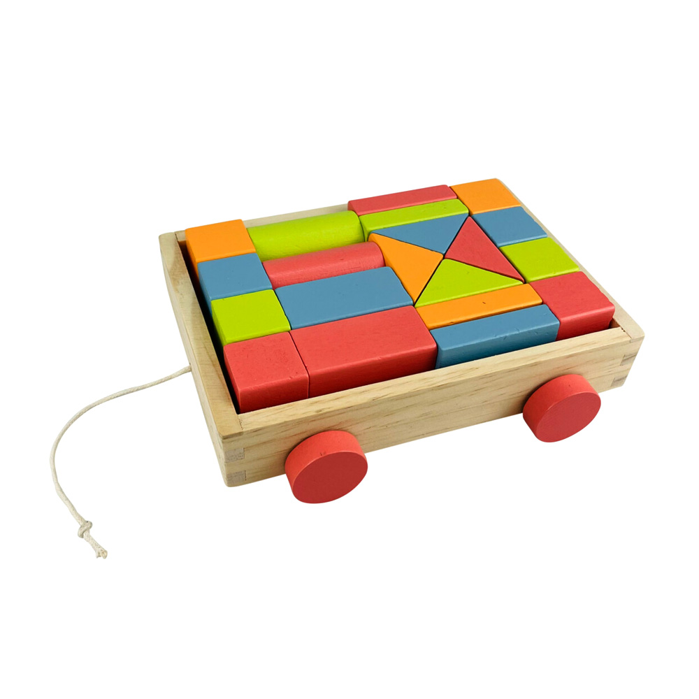 Image of Spielzeugauto Holz mit Bauklötzen 20 x 17 cm bunt