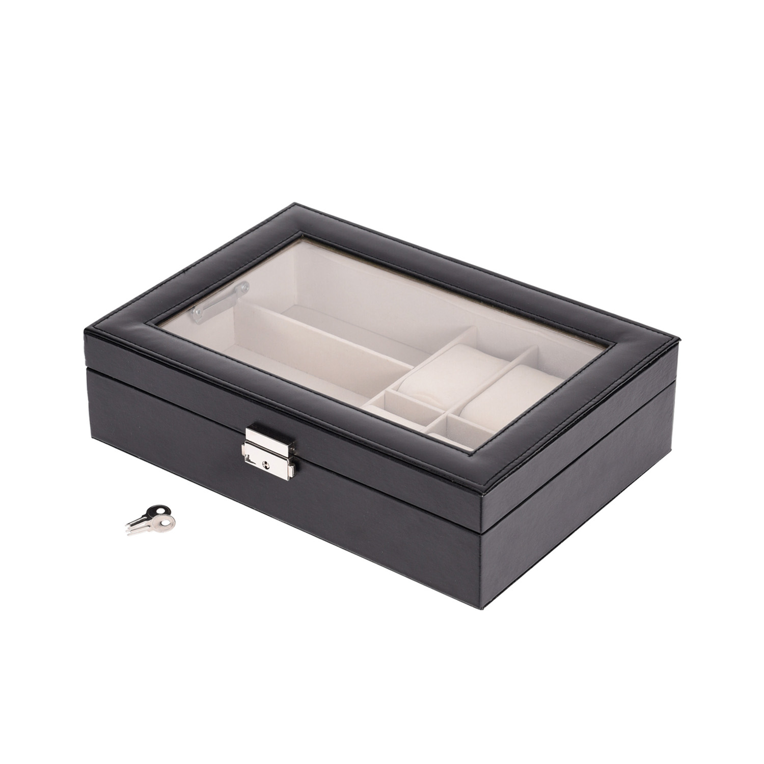 Uhrenbox Leder 30 x 21 x 8 cm schwarz