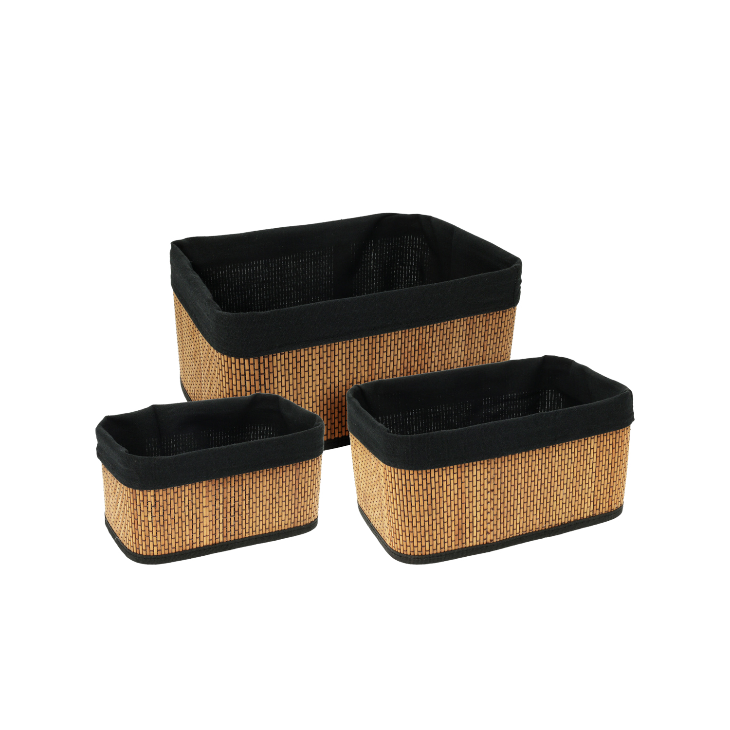 Aufbewahrungskorb Bambus Set 3-teilig natur/schwarz