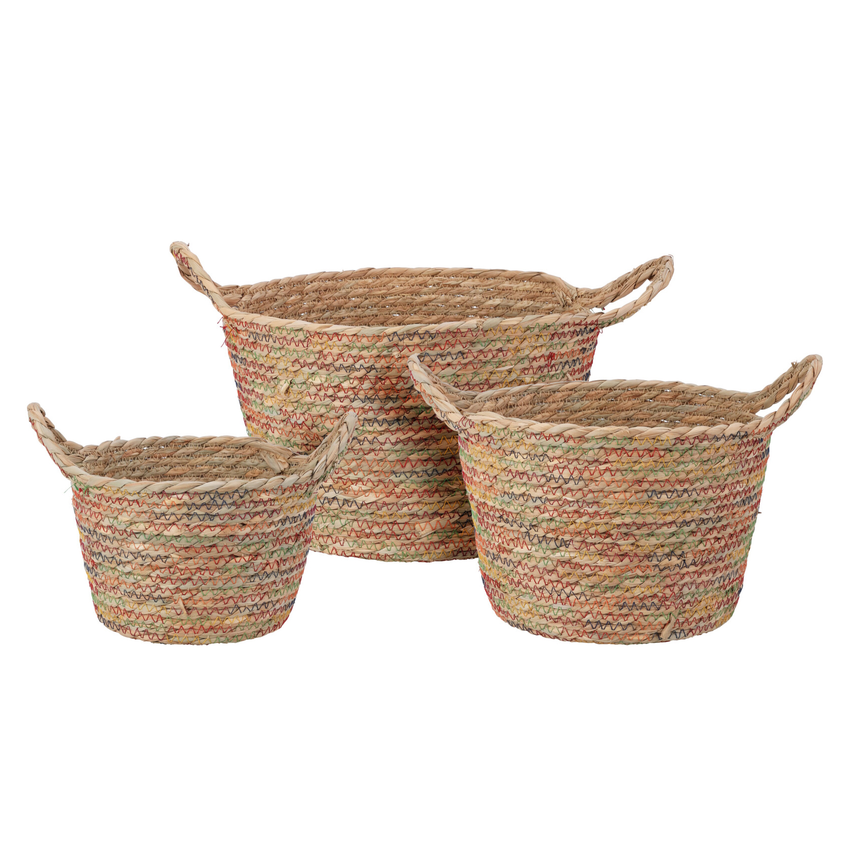 Aufbewahrungskorb Seegras Set 3-teilig natur/bunt