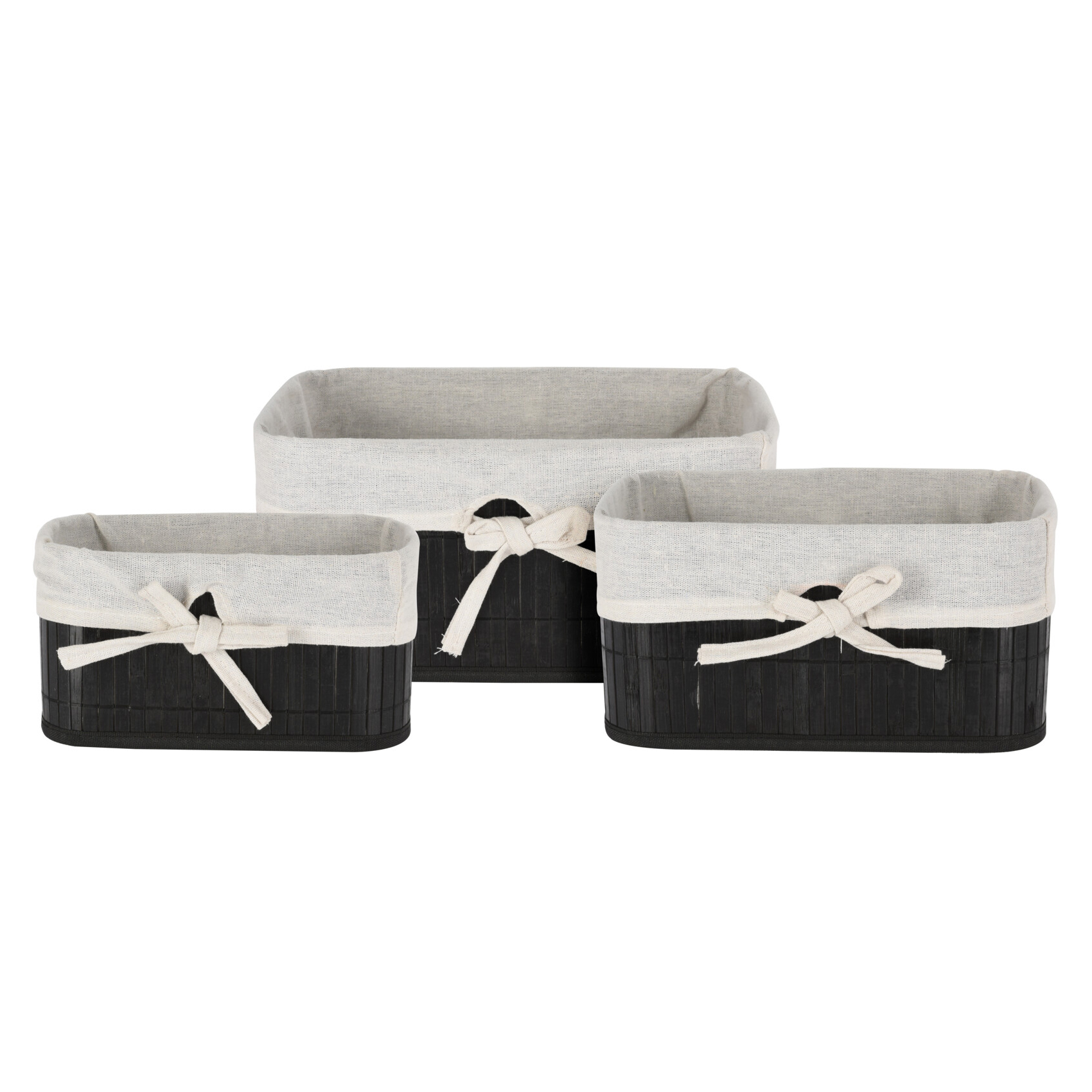 Aufbewahrungskorb Bambus Set 3-teilig schwarz/natur