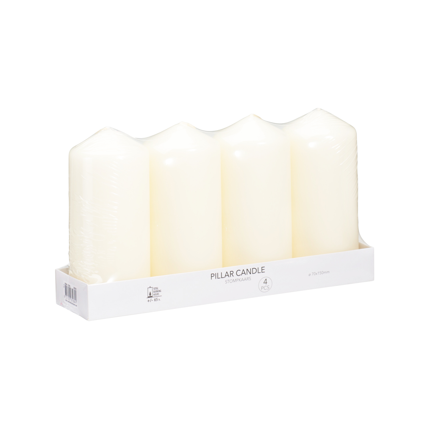 Kerze 7 x 15 cm 4er Set cremeweiss