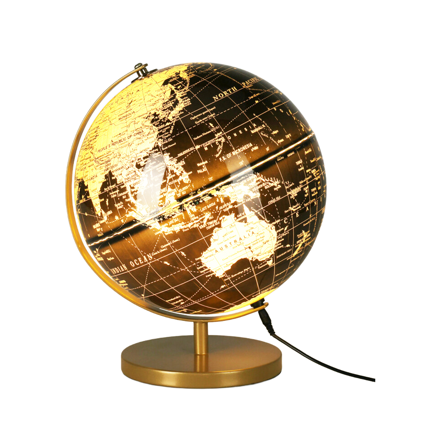 LED Tischlampe Globus gold/schwarz