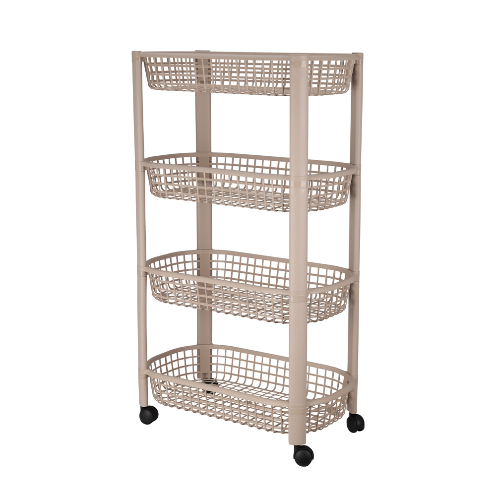 Rollwagen mit 4 Etagen klappbar 46 x 26 x 79 cm beige