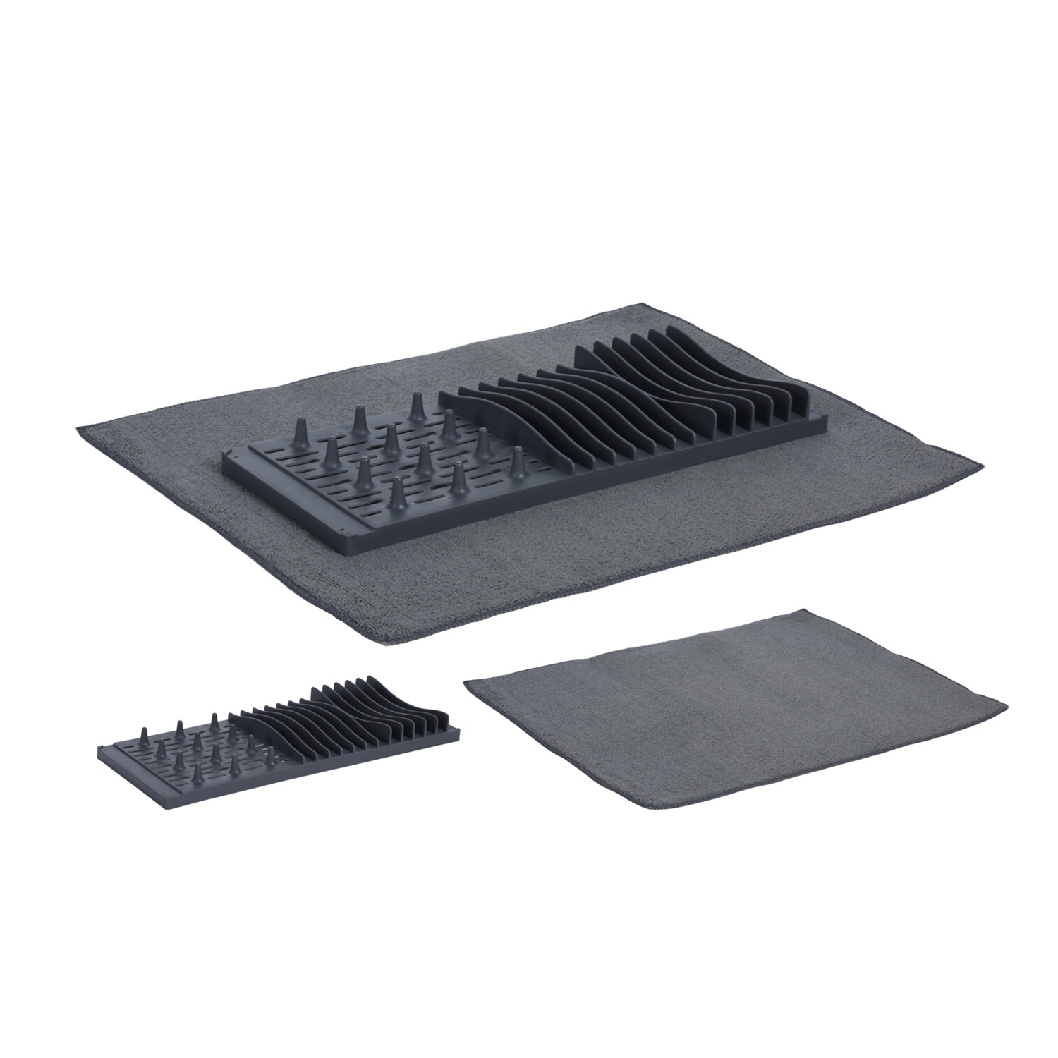 Abtropfgestell mit Matte 40 x 16 cm grau
