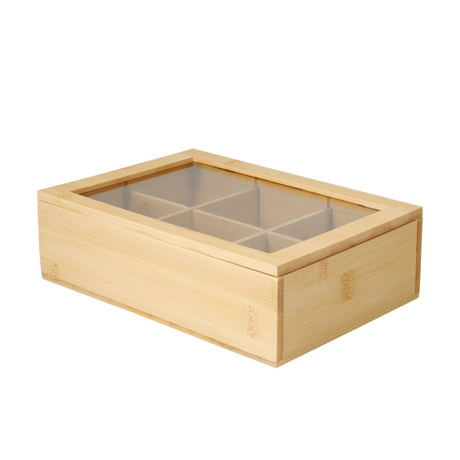 Teebox Bambus 6 Fächer 24 x 16 cm natur