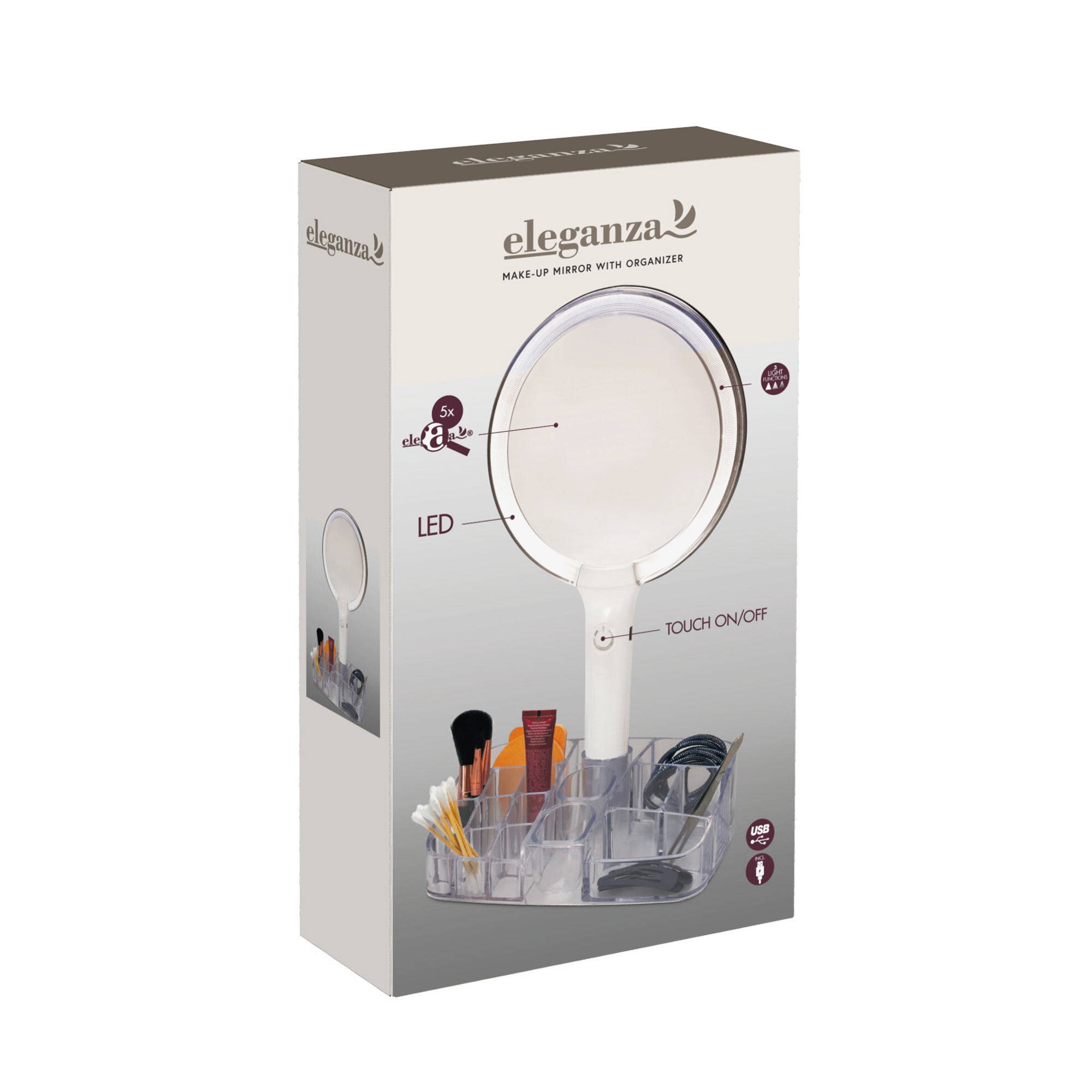 LED Kosmetikspiegel mit Organizer