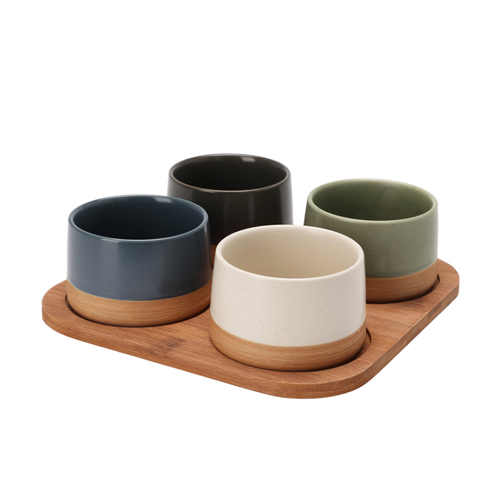 Apéroschale Servierset Steingut 5-teilig