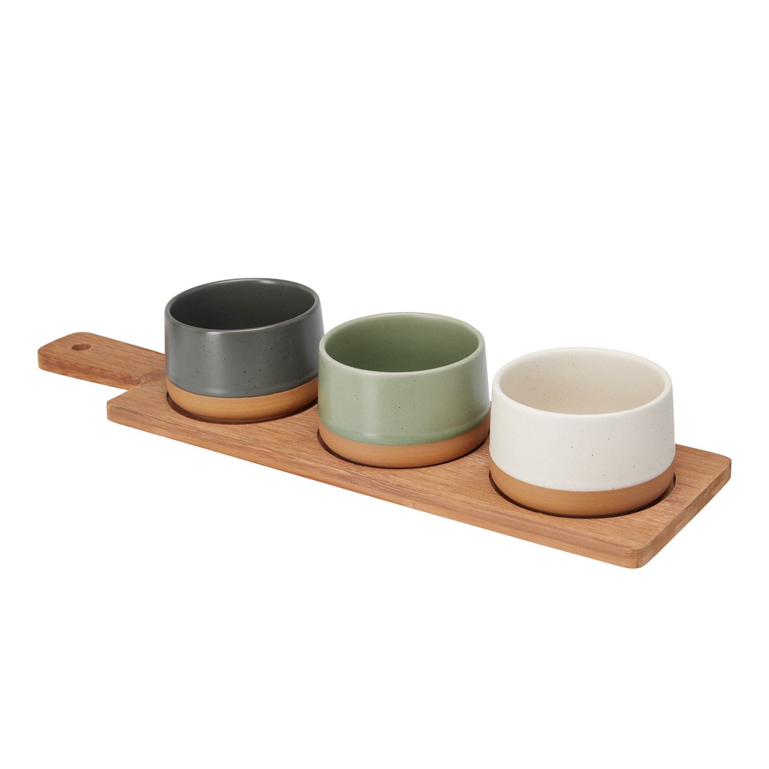 Apéroschale Servierset Steingut 4-teilig