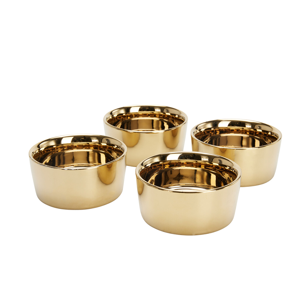 Apéroschale Servierset Steingut 4er Set gold