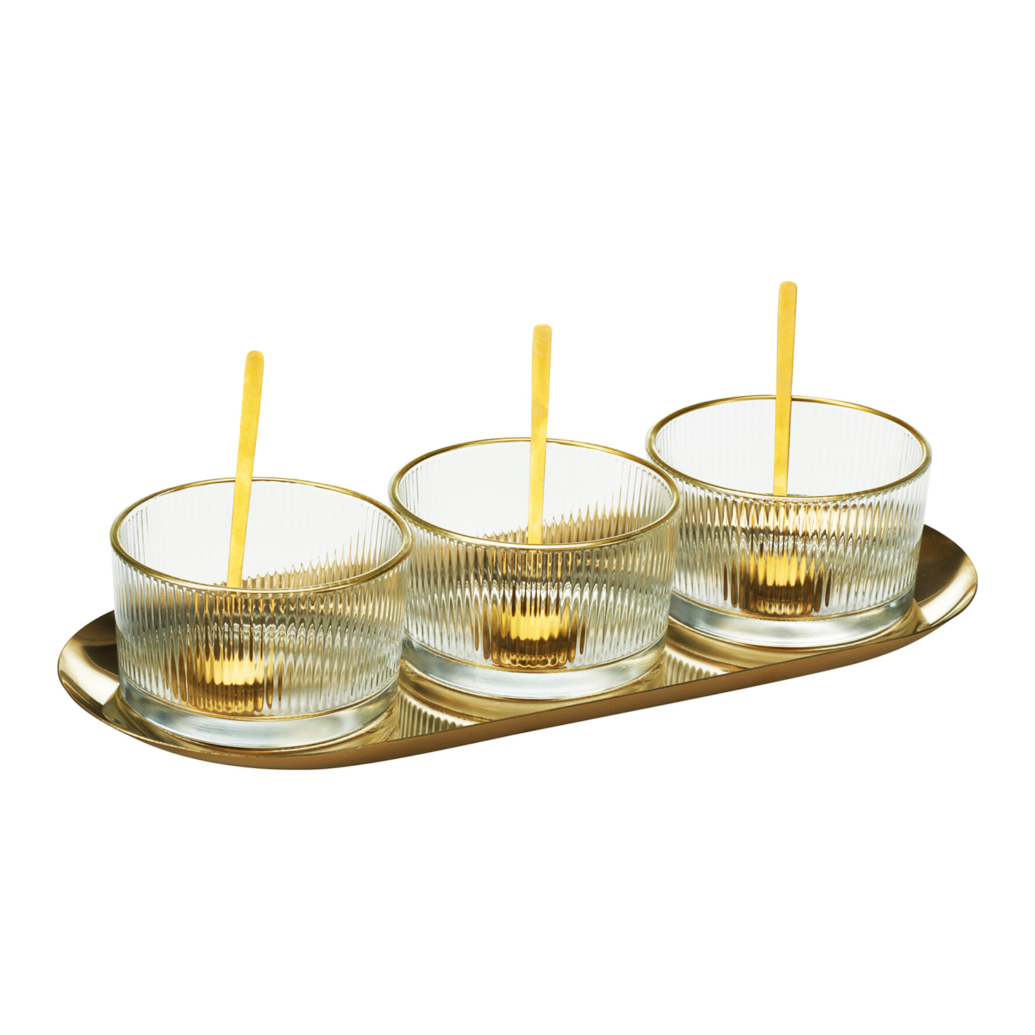 Apéroschale Servierset Glas 7-teilig gold
