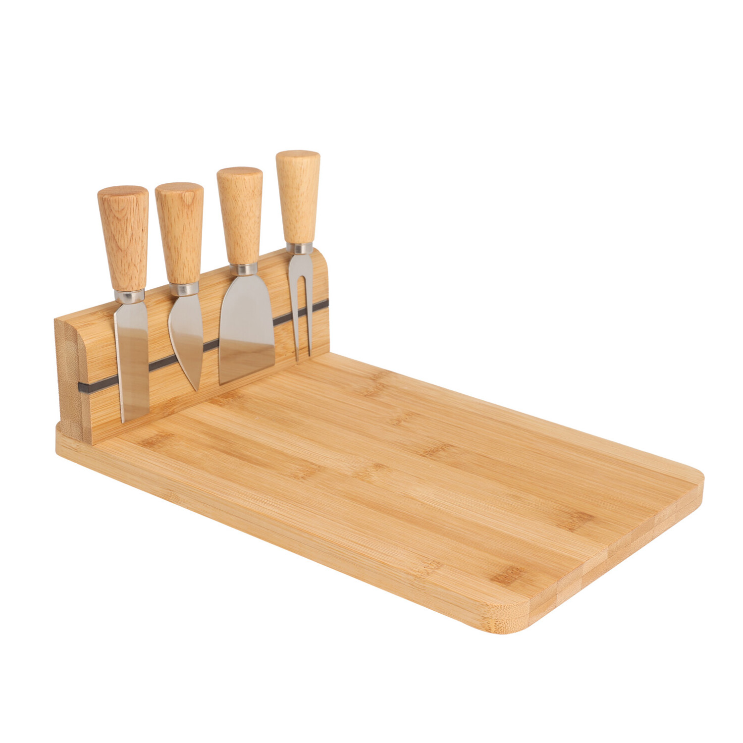 Käsebrett Bambus mit 4 Messern 30 x 20 cm