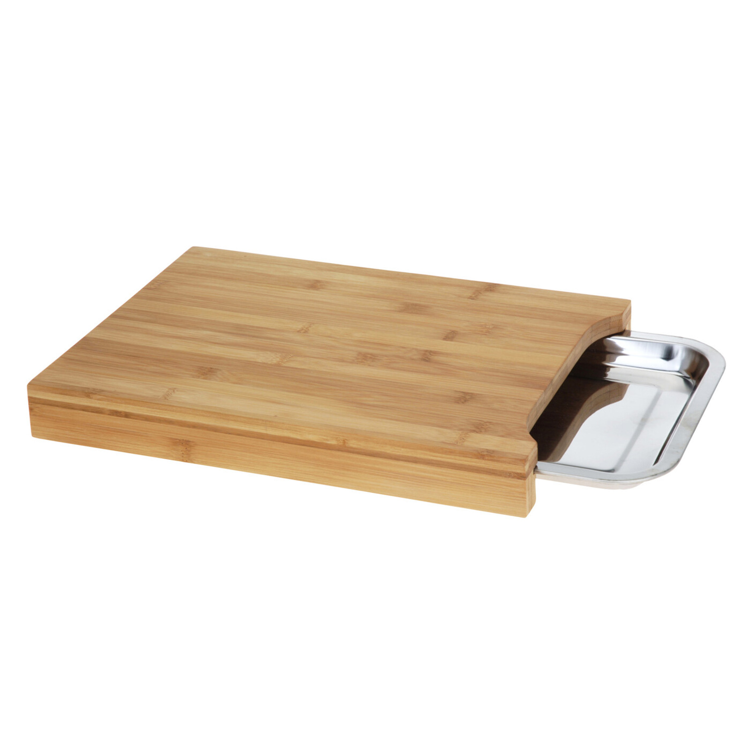 Schneidebrett Bambus mit Edelstahlplatte 35 x 25 cm
