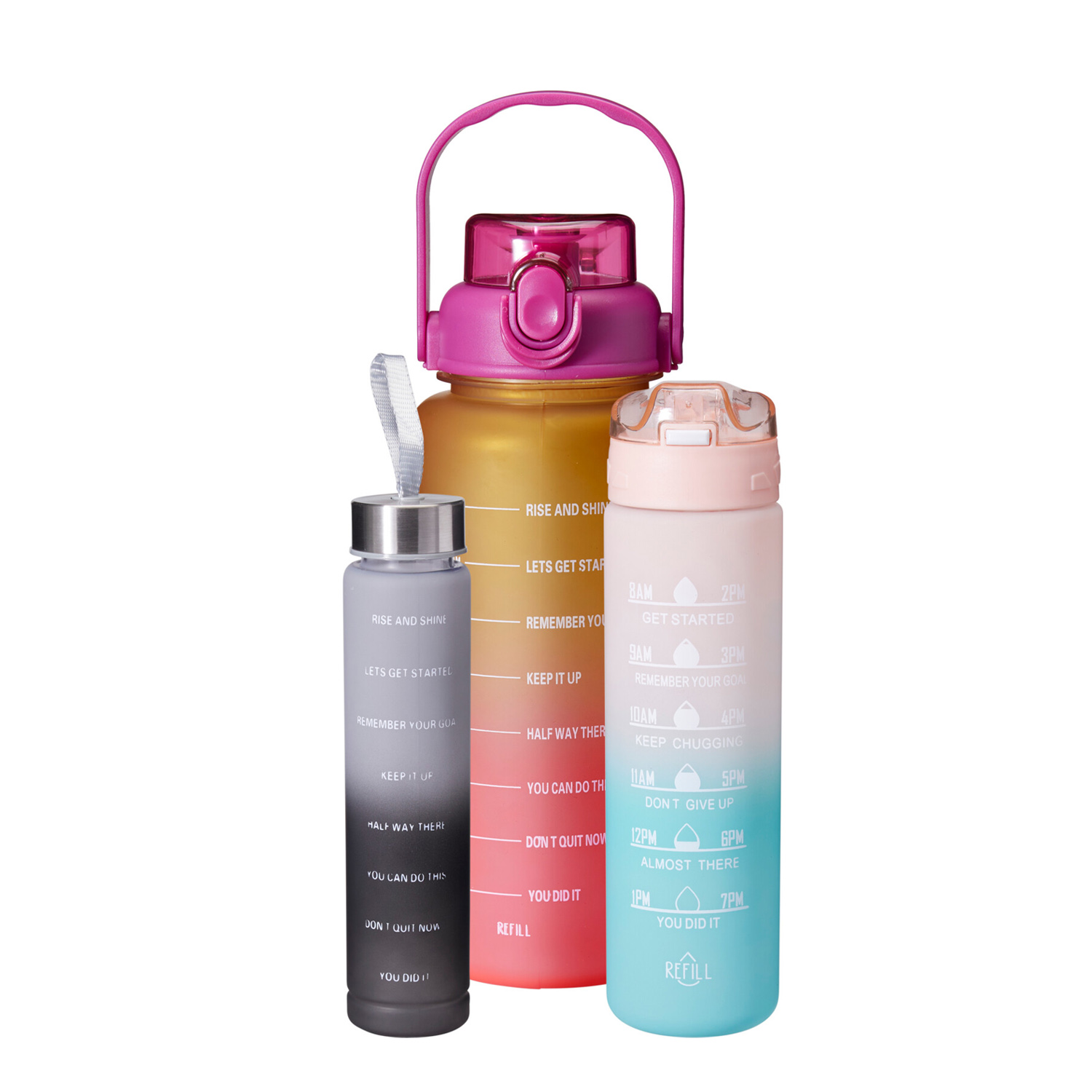 Trinkflasche Set 3-teilig bunt