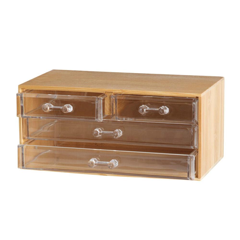 Kosmetik Organizer Bambus mit Schubladen 23 x 15 x 10 cm