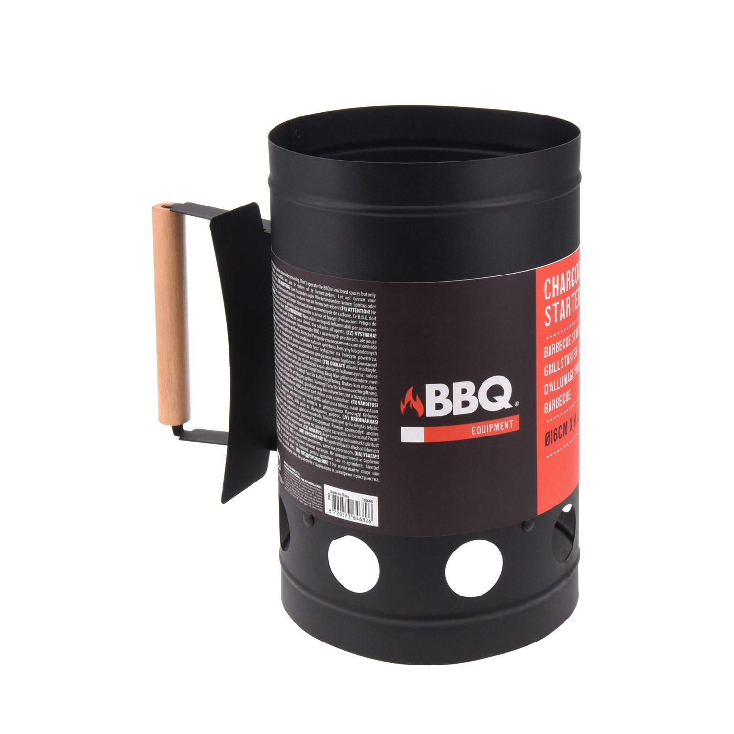 Kohleanzünder mit Holzgriff 16 x 28 cm