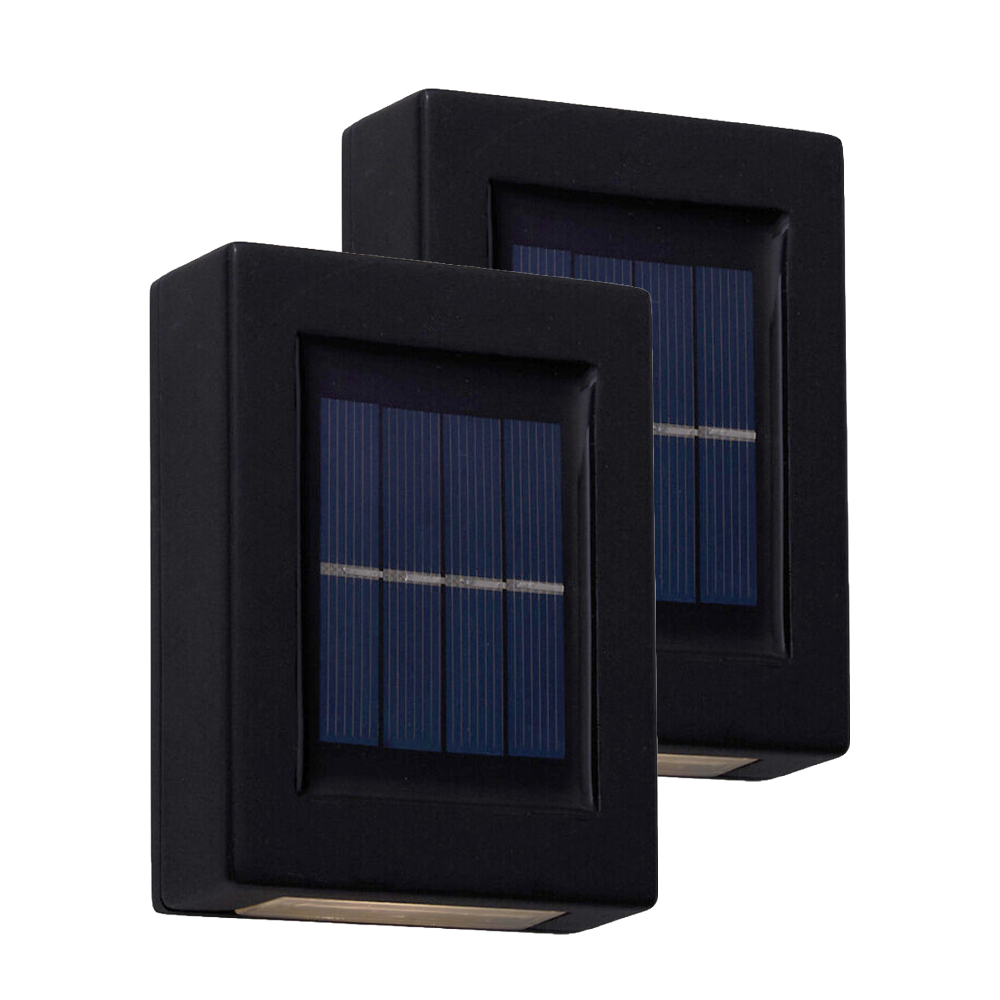 LED Solar Wandlampe 2er Set 10 x 7 cm schwarz