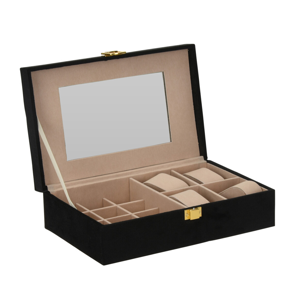 Schmuckkästchen mit Spiegel schwarz/beige