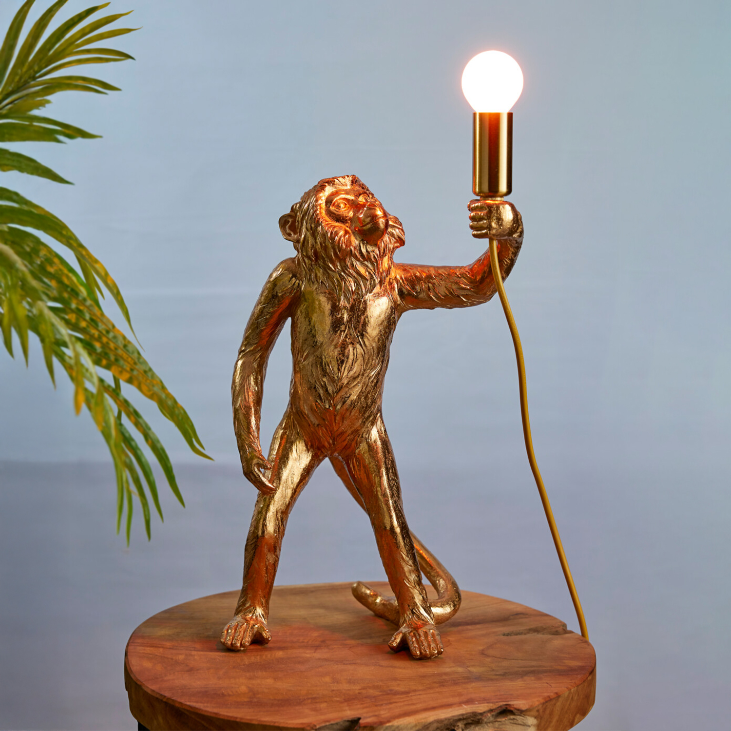 Tischlampe Affe 38 cm gold