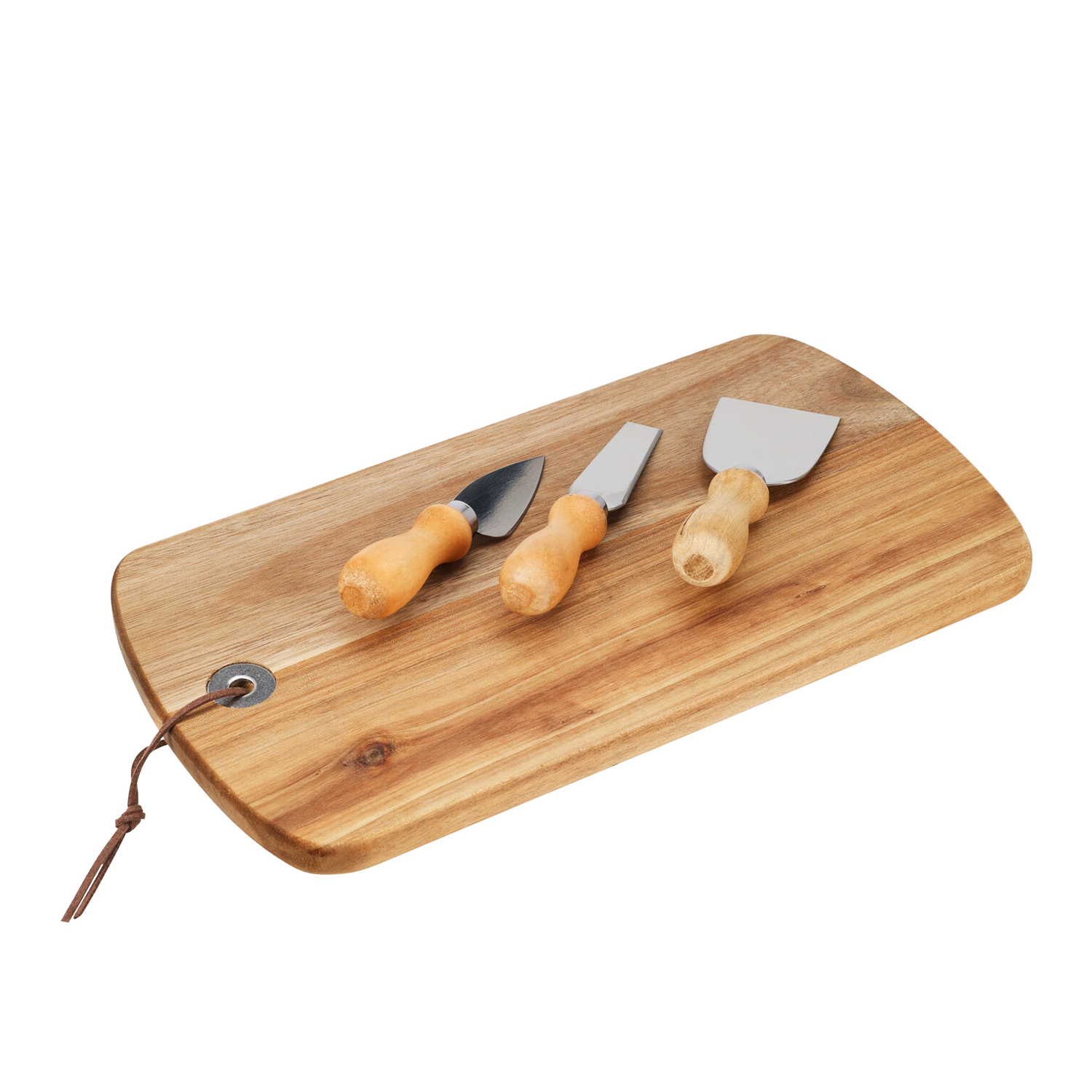 Image of Käseplatte Holz mit 3 Messern 32 x 18 cm