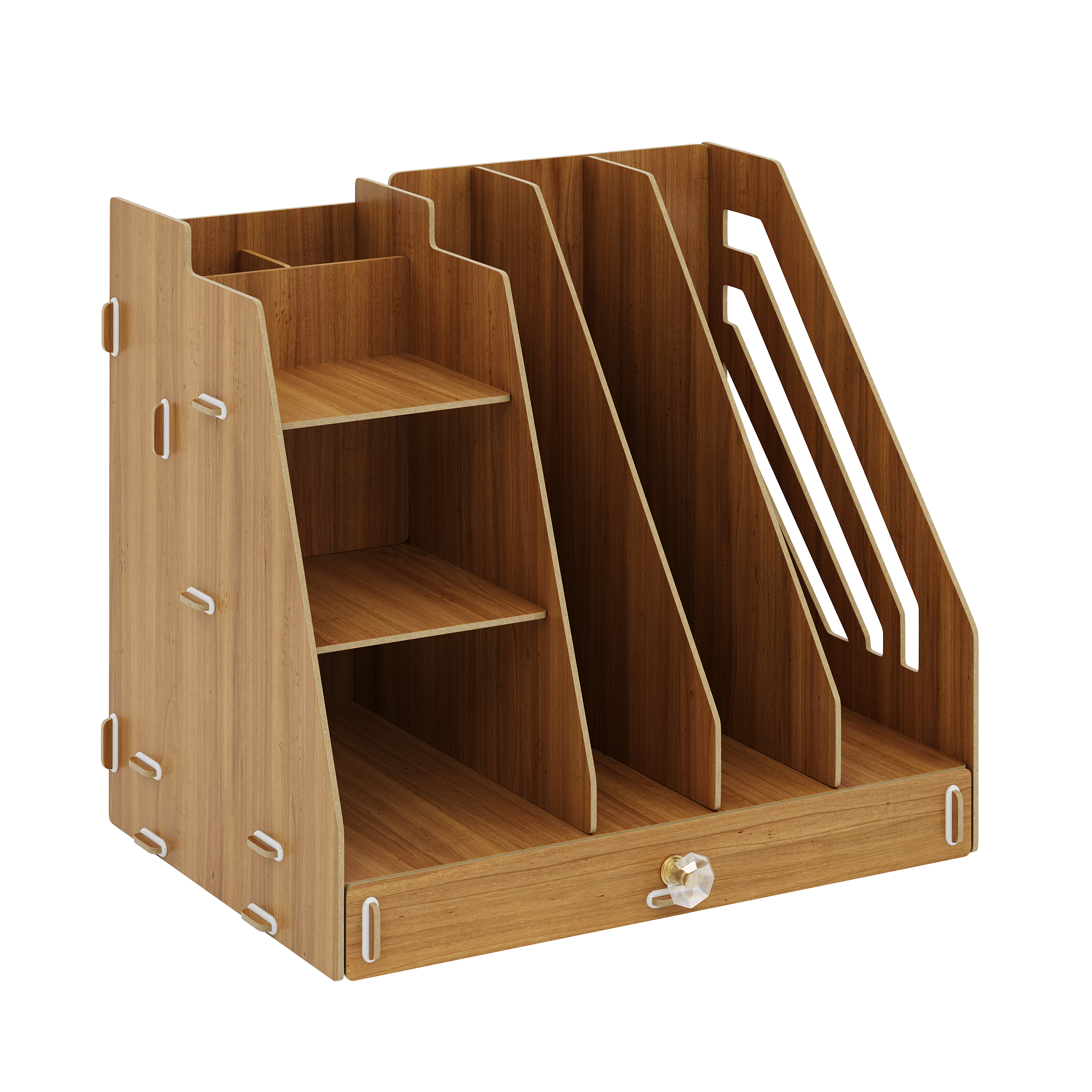 Schreibtisch Organizer mit Schublade 33 x 24 x 29 cm braun