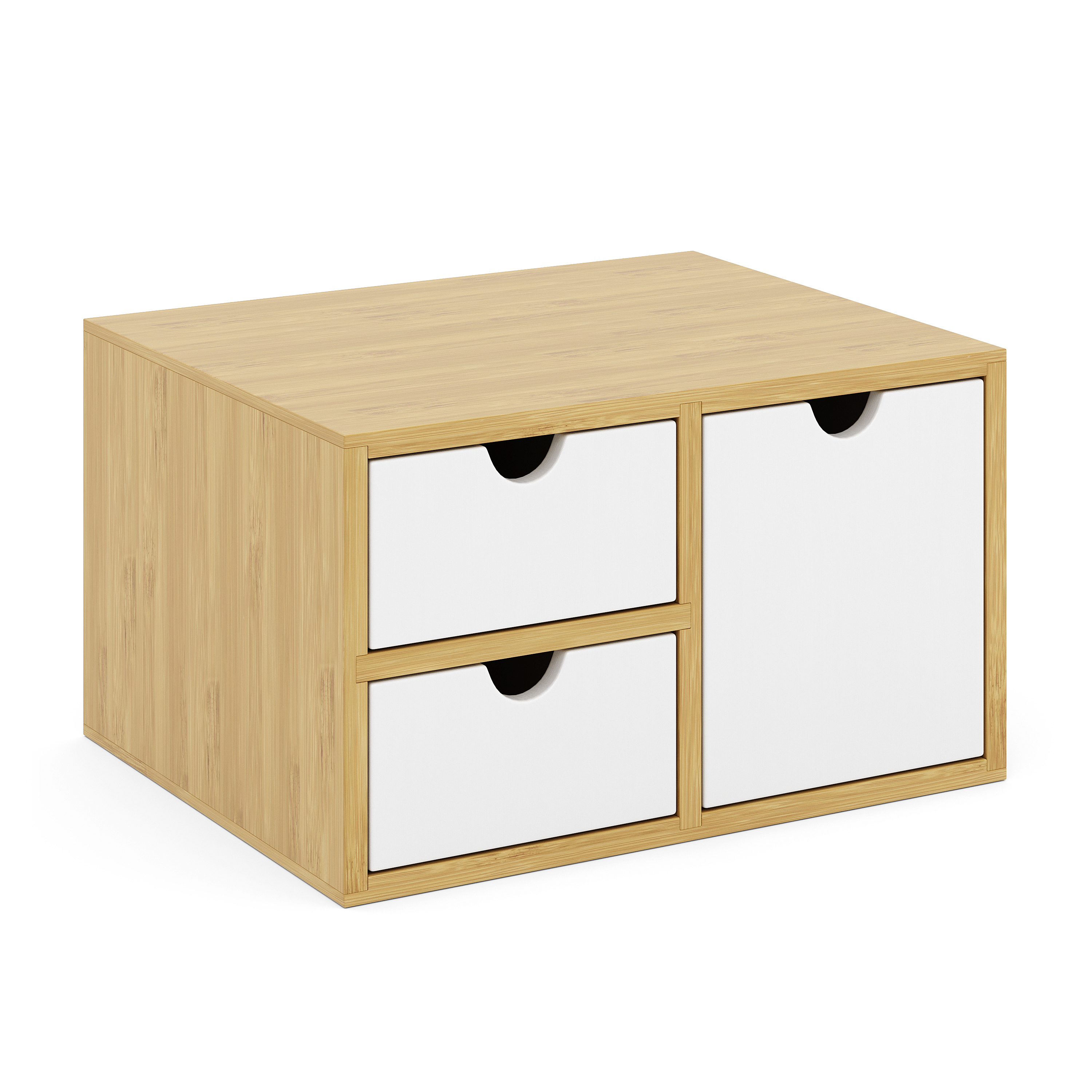 Schreibtisch Organizer Bambus ORIBA 3 Schubladen natur/weiss