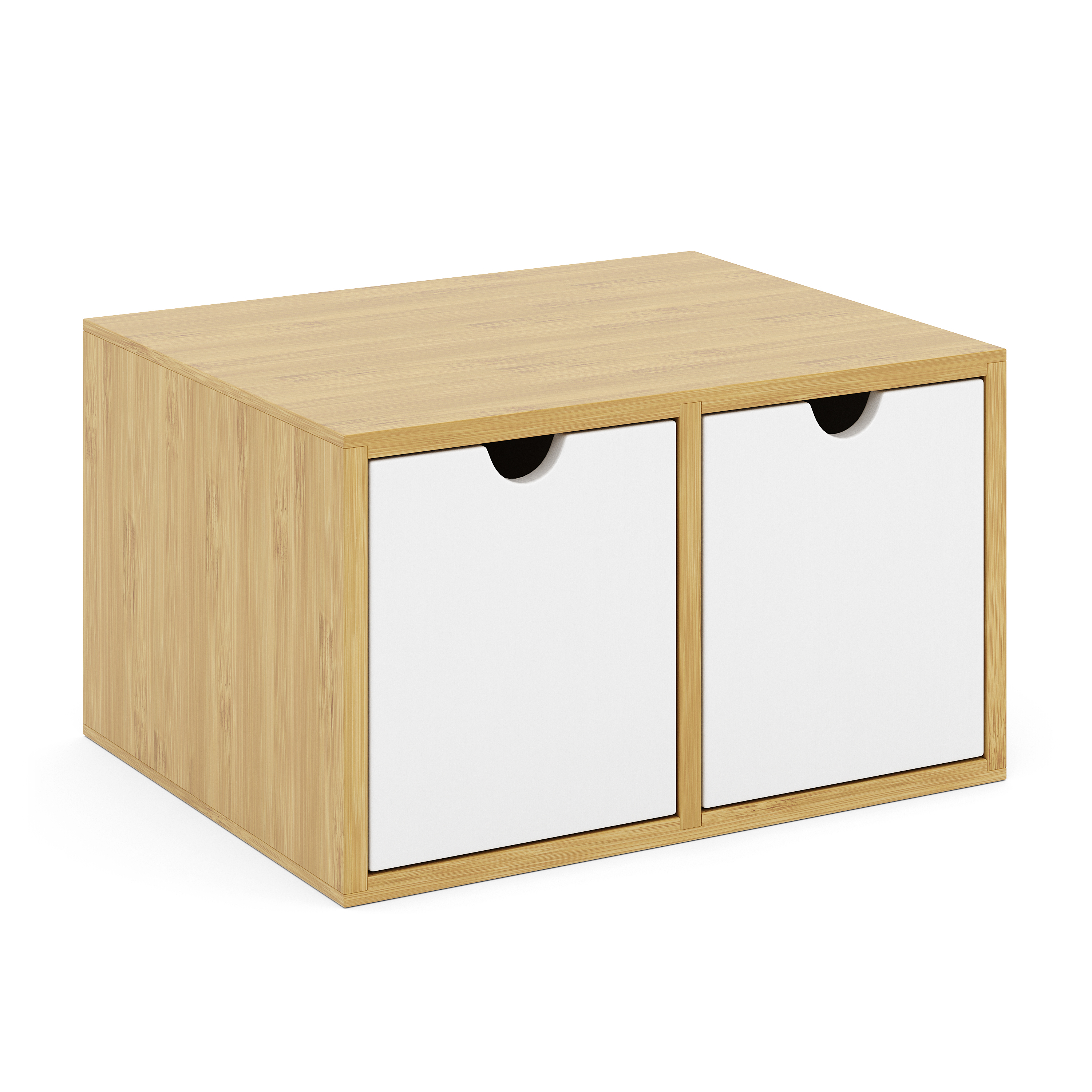Schreibtisch Organizer Bambus ORIBA 2 Schubladen natur/weiss