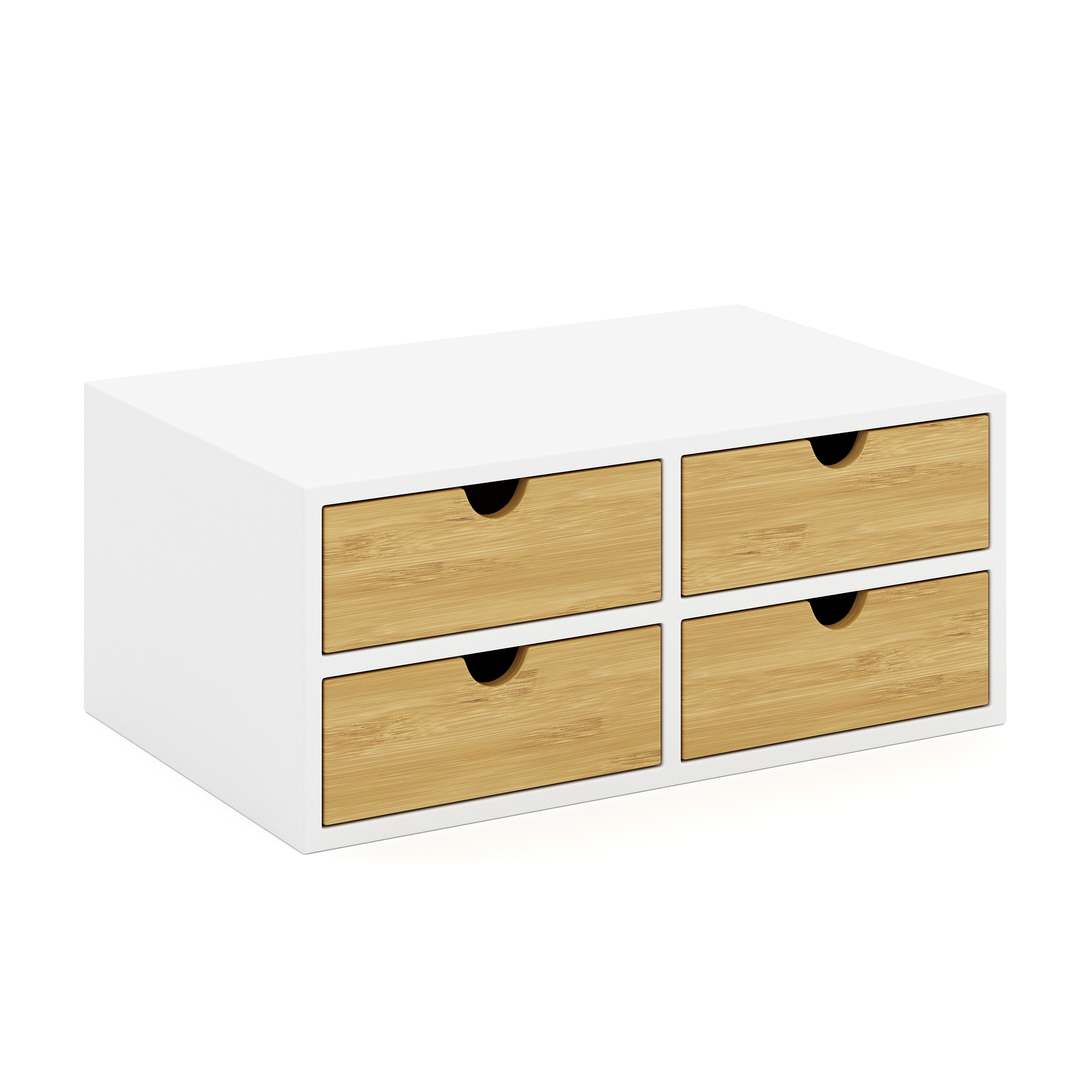Schreibtisch Organizer Bambus ALVORA 4 Schubladen weiss/natur