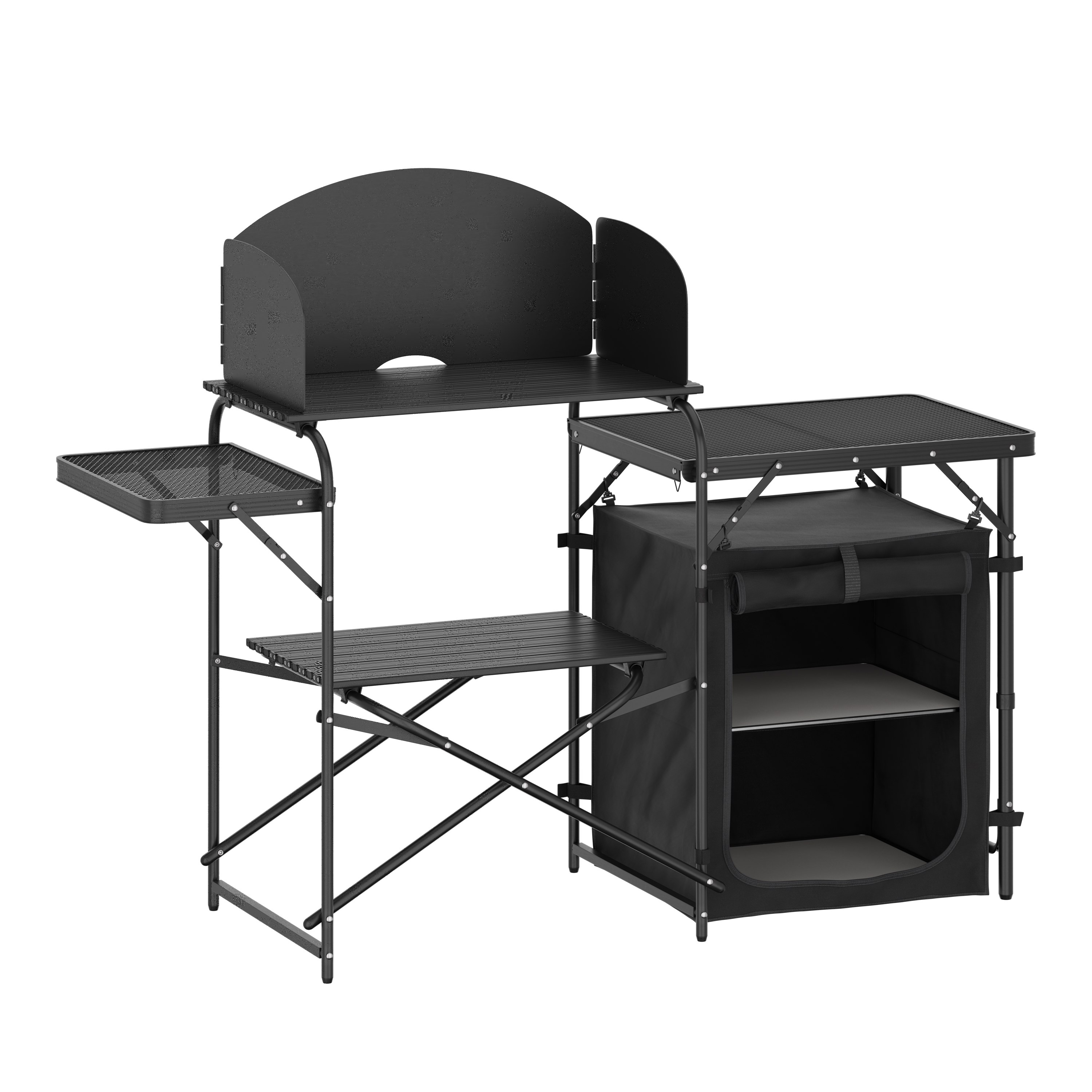 Campingküche schwarz 146 x 46 x 111 cm