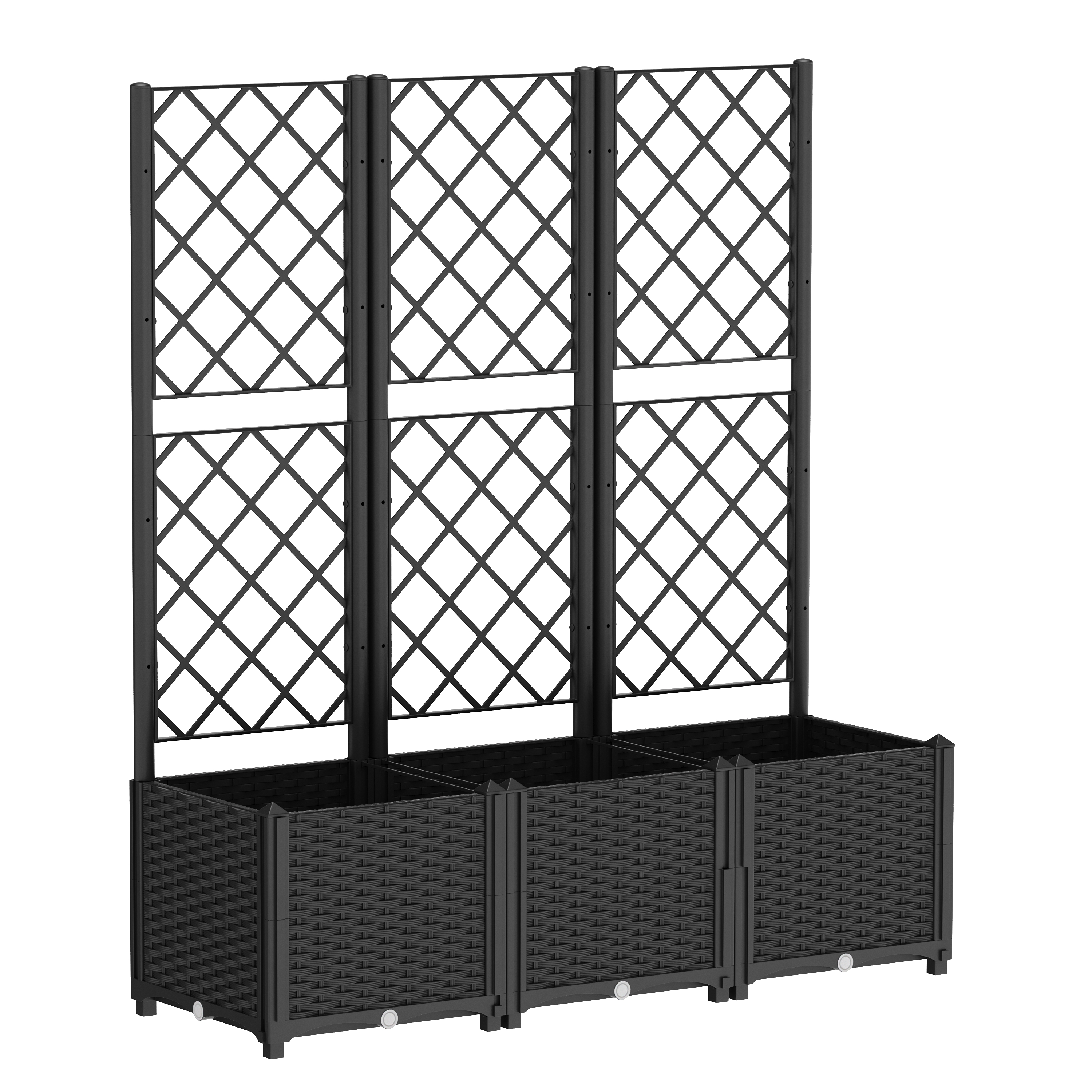 Rankgitter mit Blumenkasten Rattan 120 x 40 x 136 cm schwarz | GONSER.CH