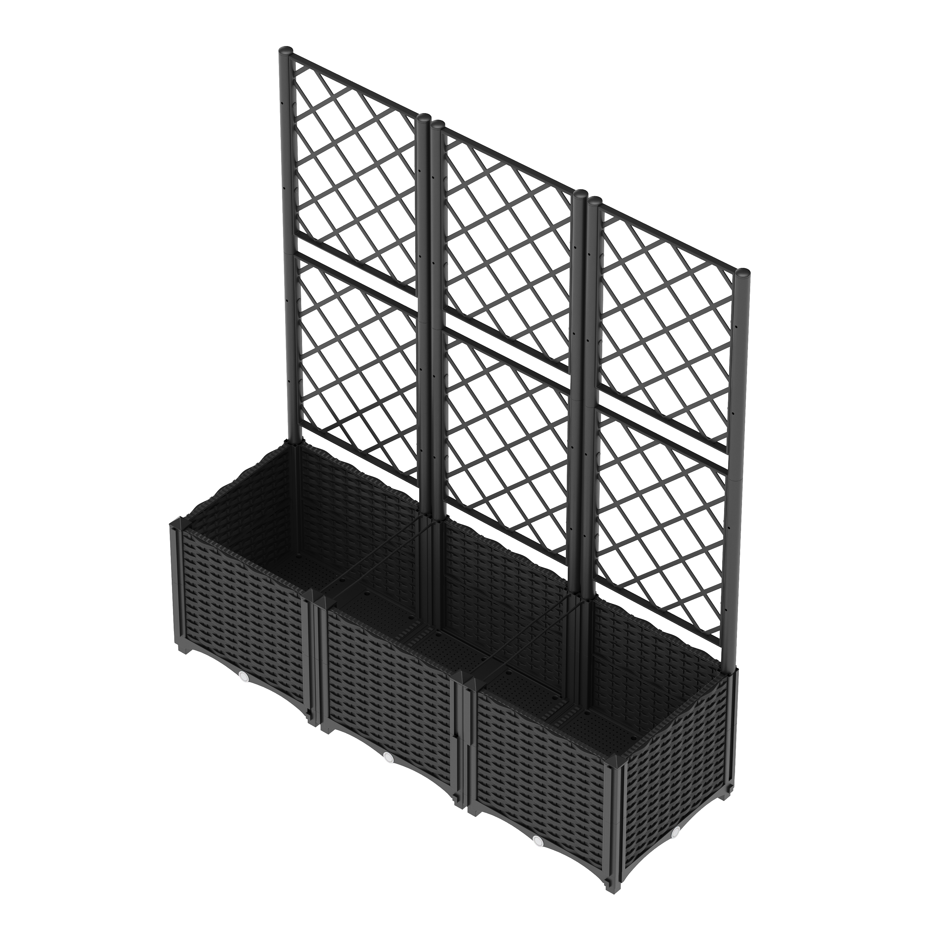 Rankgitter mit Blumenkasten Rattan 120 x 40 x 136 cm schwarz | GONSER.CH