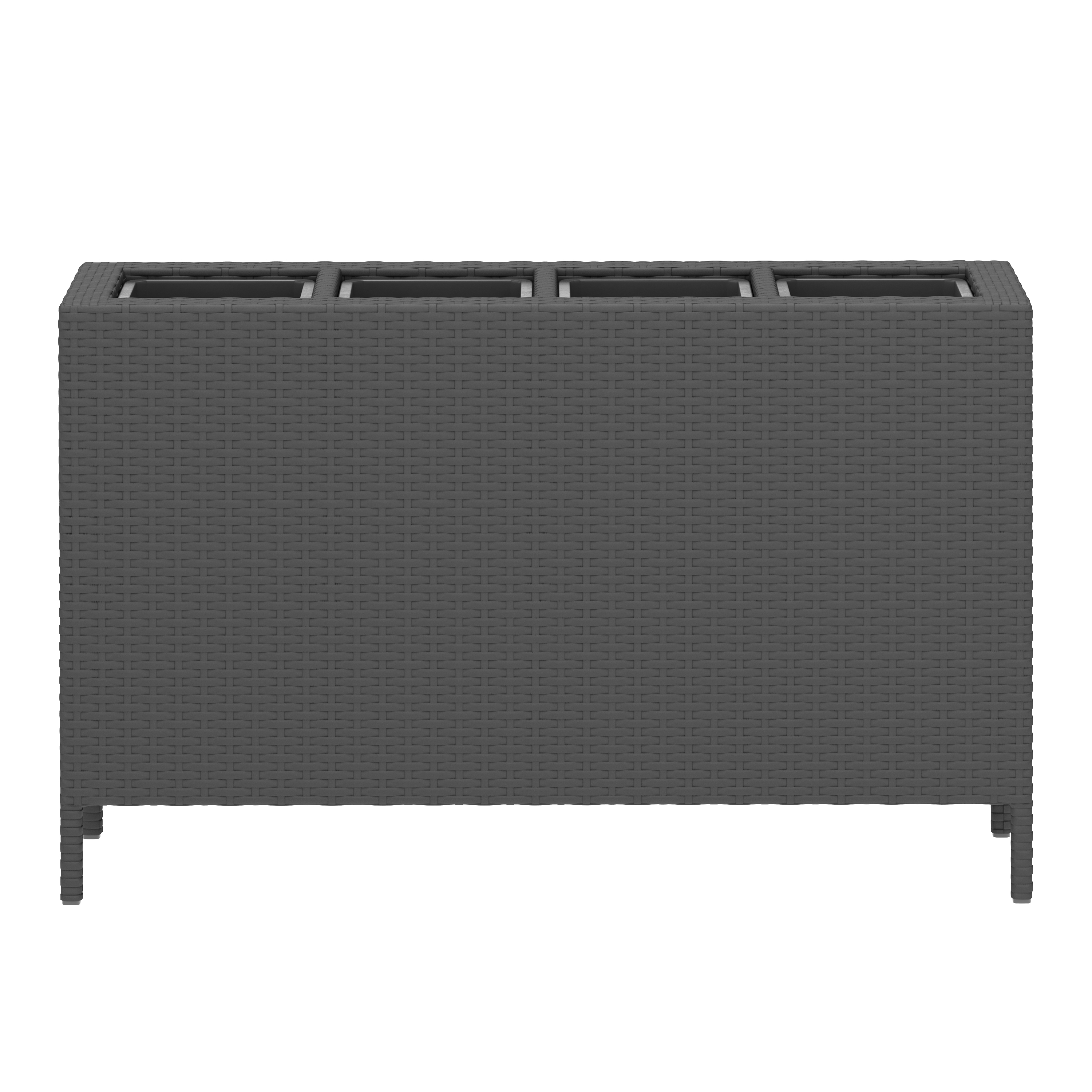 Hochbeet Rattan mit 4 Tpfen 100 x 30 x 60 cm schwarz | GONSER.CH