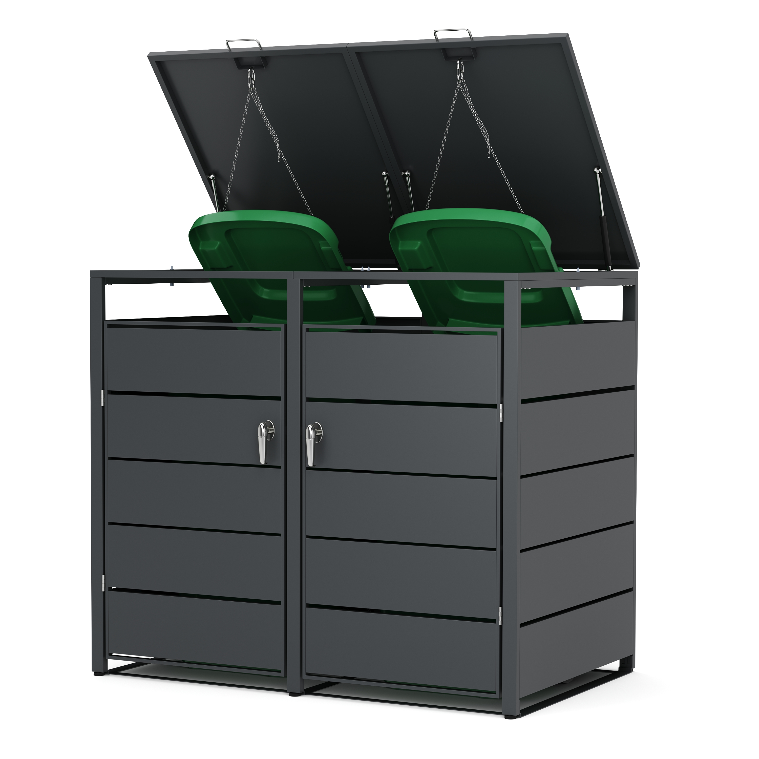 Image of Mülltonnenbox Stahl 2 Fächer 480L anthrazit