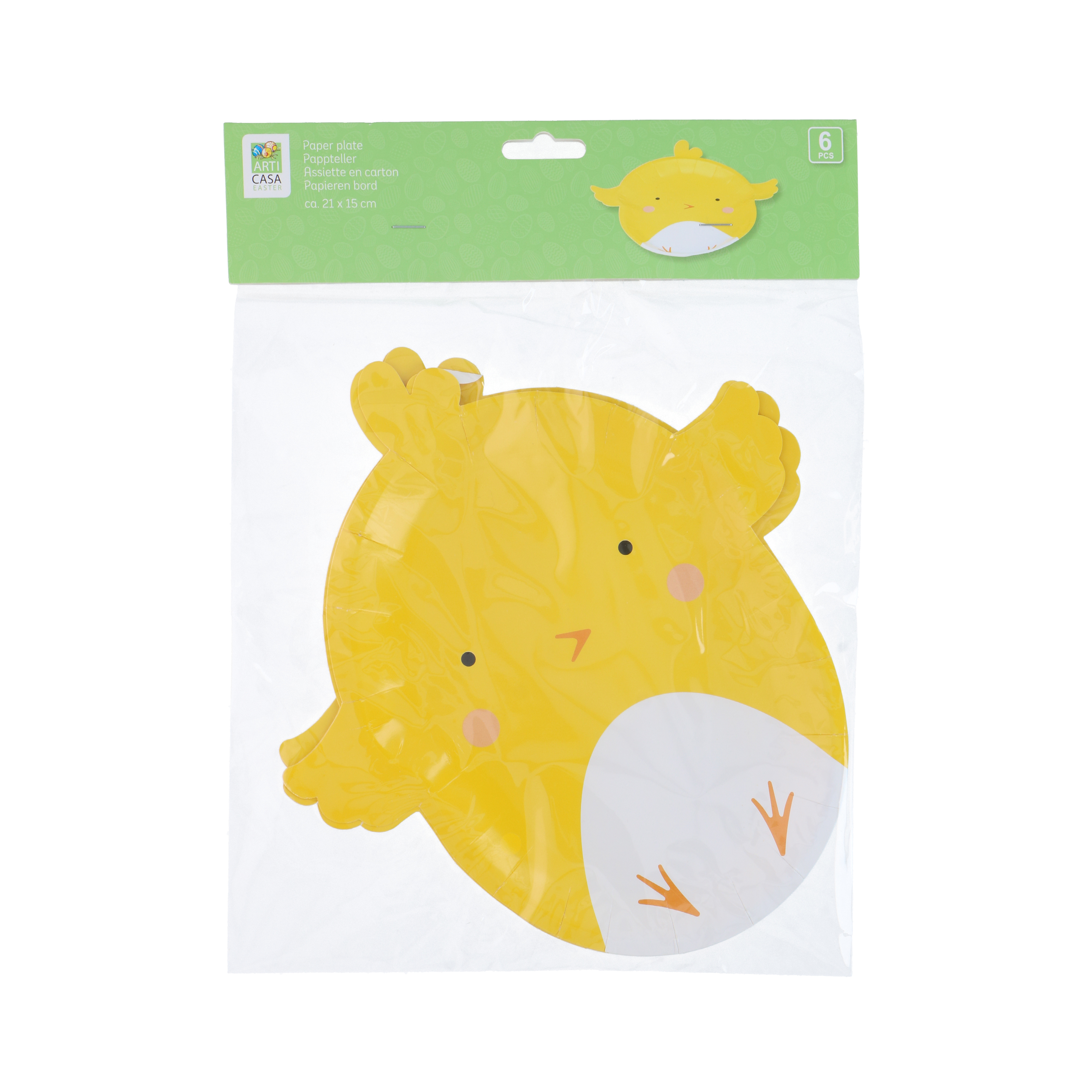 Pappteller Ostern 23 x 25 cm 6er Set gelb/weiss