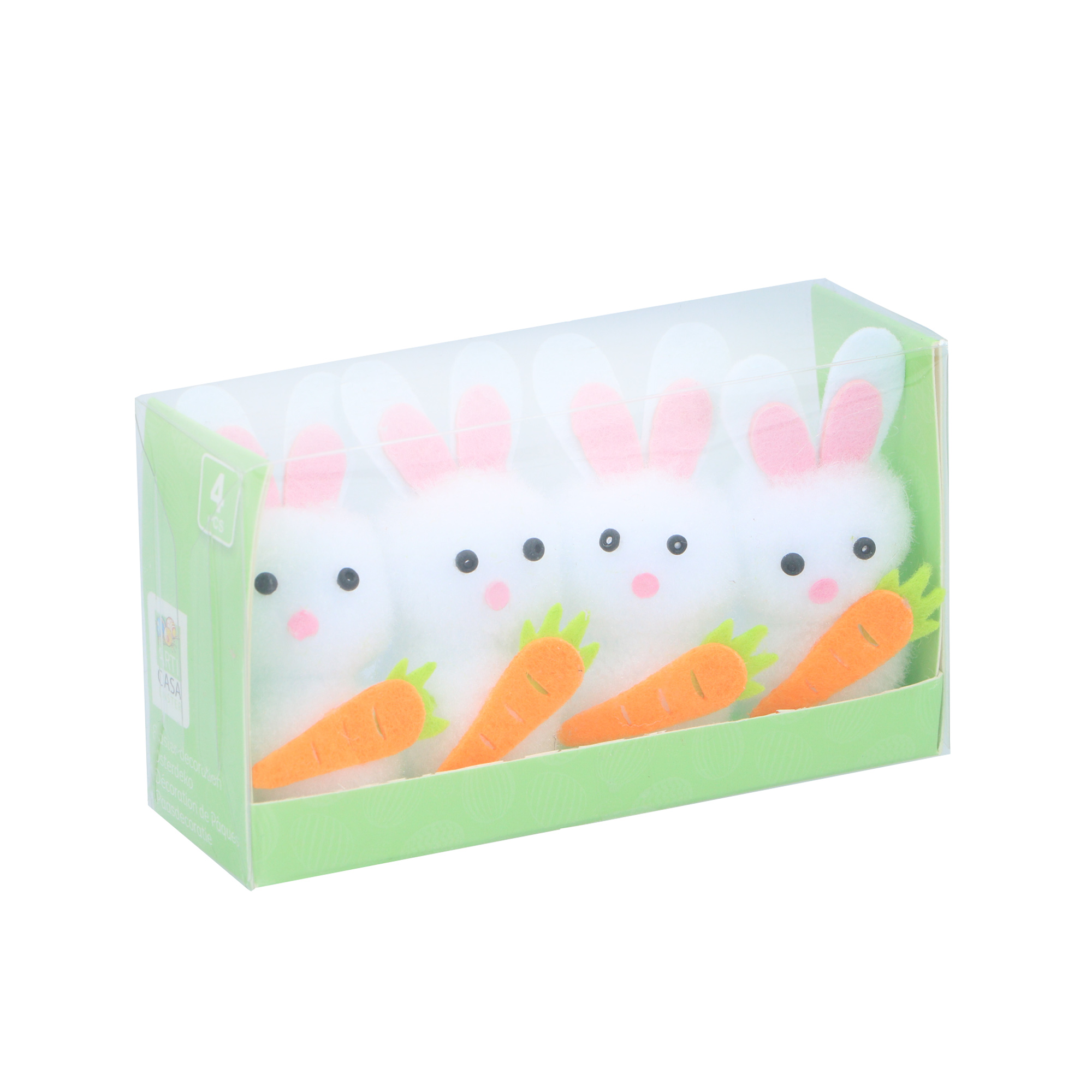 Image of Osterdeko Osterhase 4er Set weiss/bunt