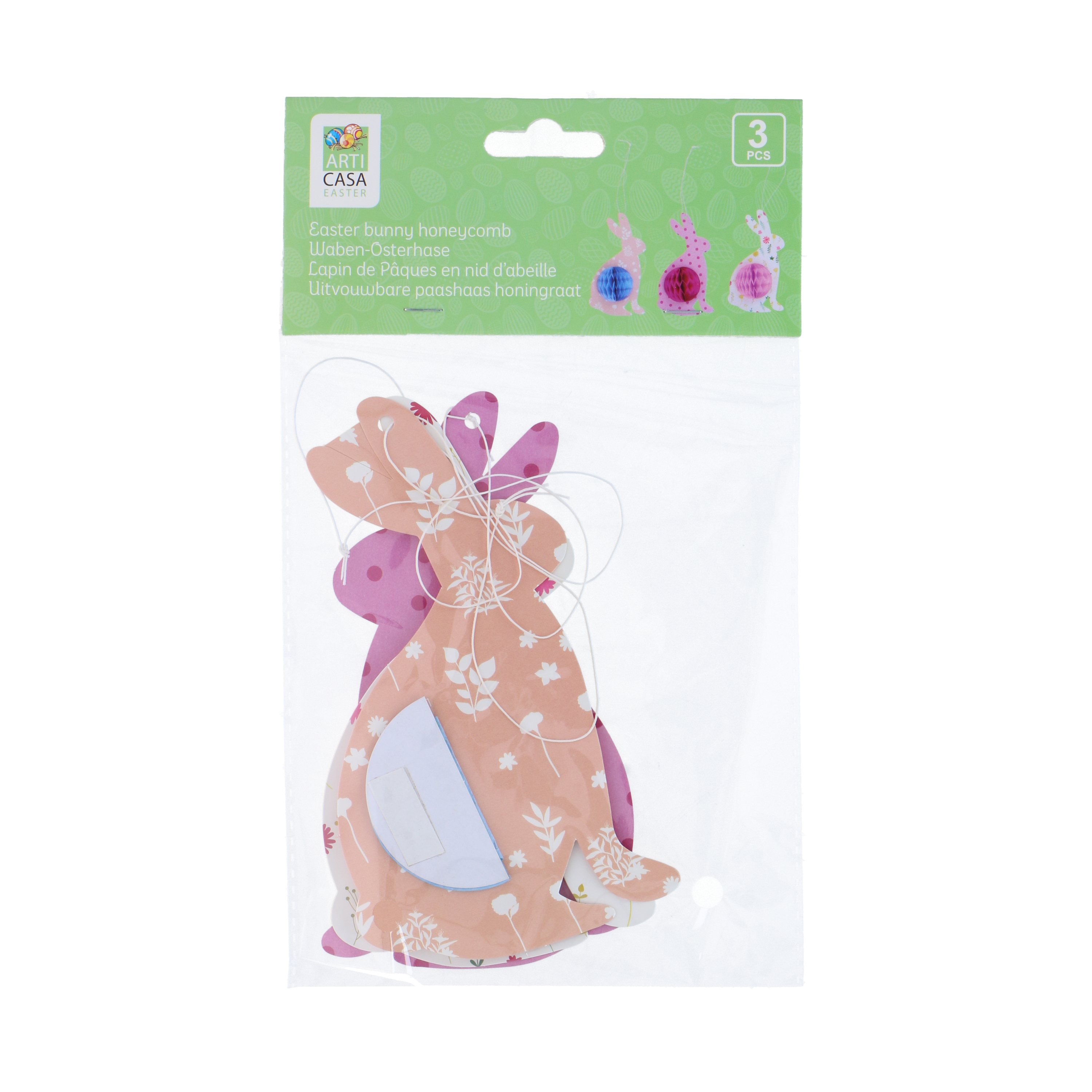 Osterdeko Osterhase Wabenpapier Set 3-teilig bunt