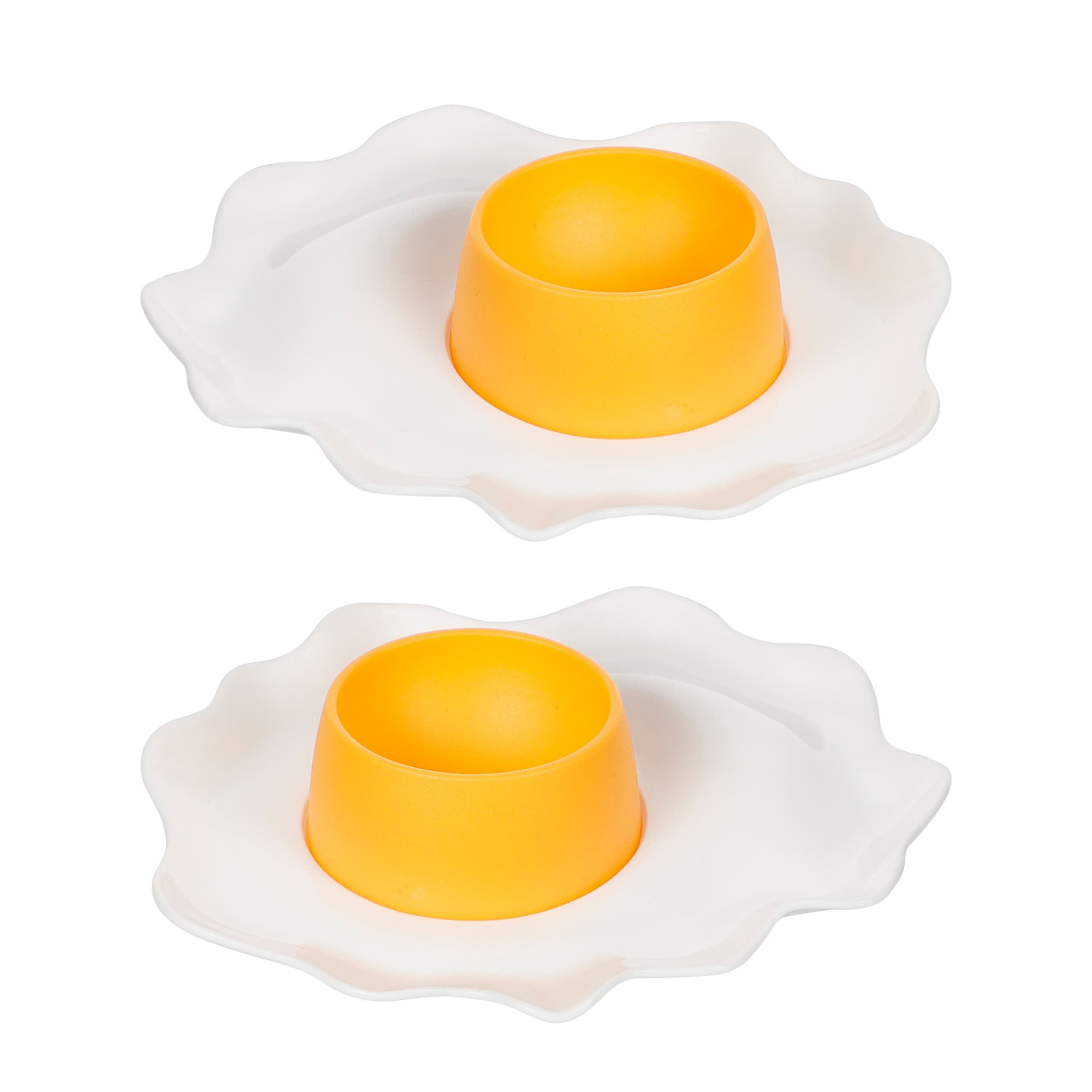 Eierbecher Ostern 2er Set weiss/gelb