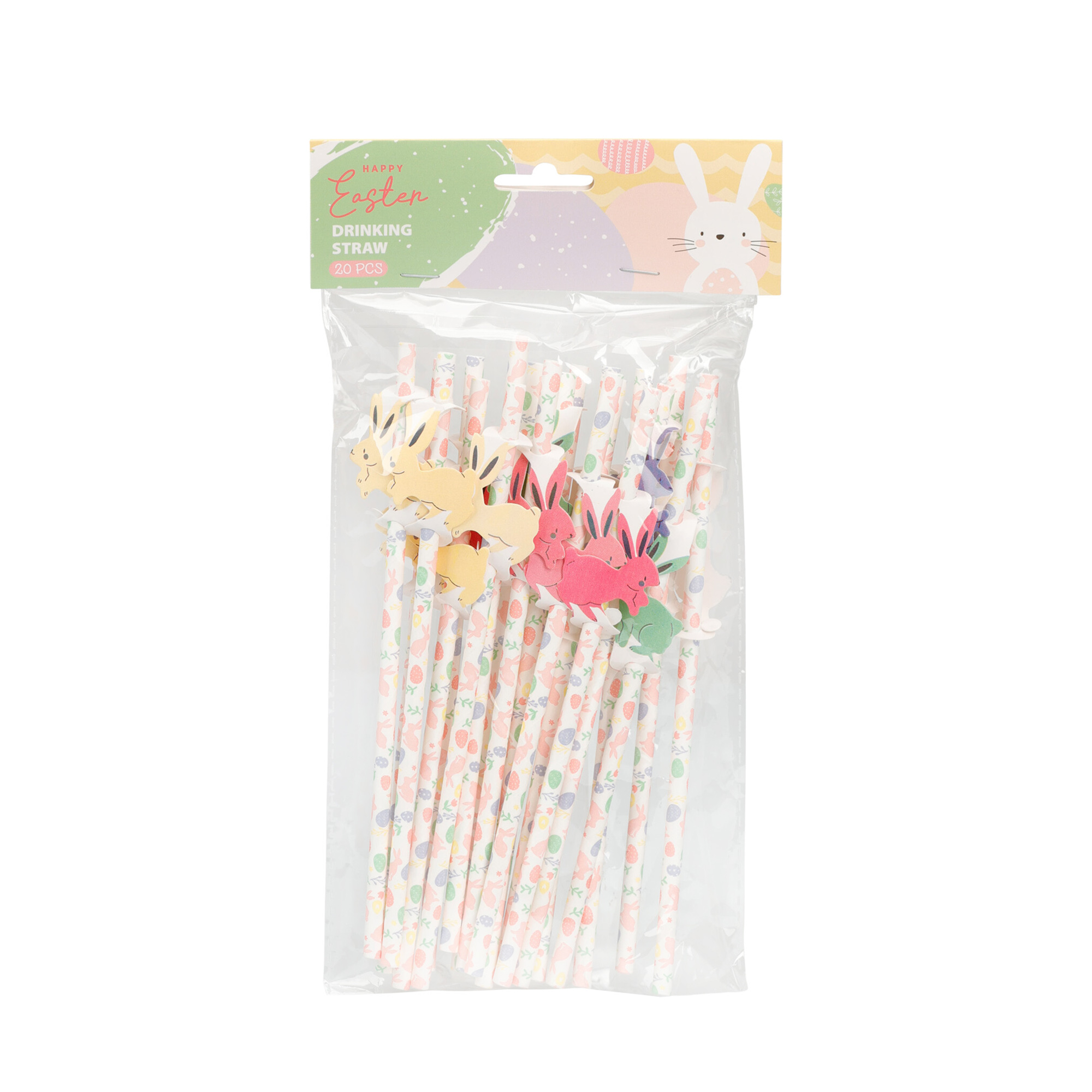 Strohhalm Set Ostern Papier 20-teilig bunt