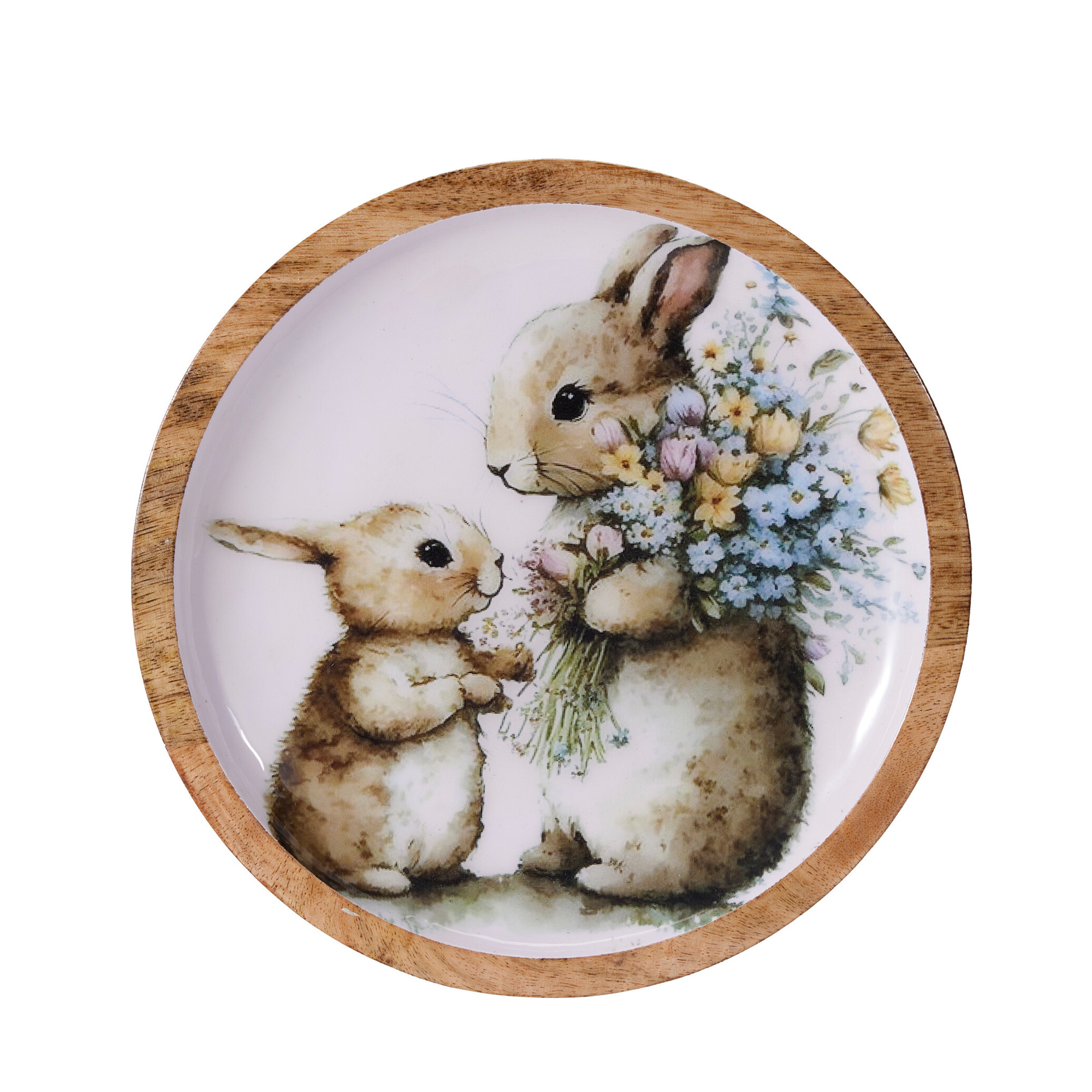 Image of Teller Ostern Holz rund 22 cm natur/bunt