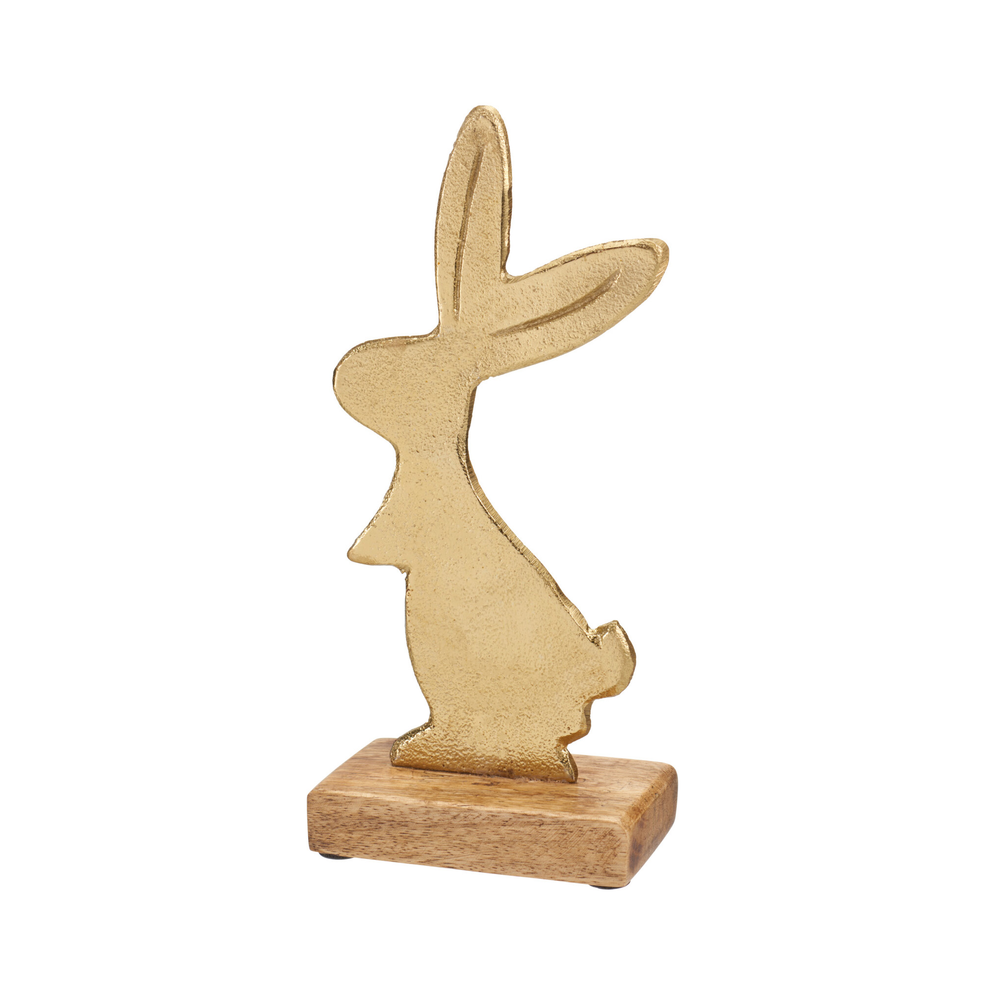 Image of Osterdeko Osterhase Holz 23 cm natur/gold