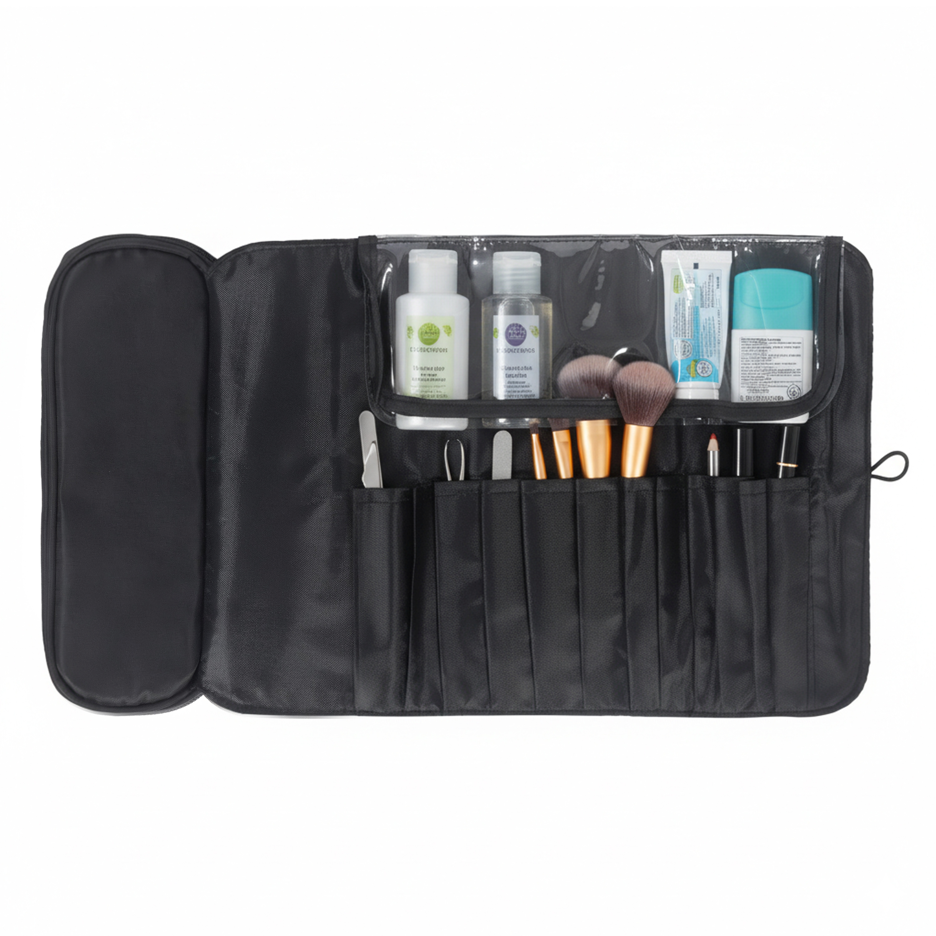 Kosmetiktasche faltbar 22 x 12 cm schwarz