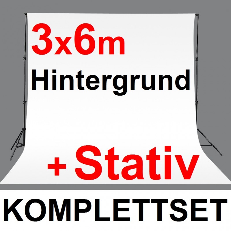 Hintergrundsystem mit 3x6 m Hintergrundstoff inkl. Stativ