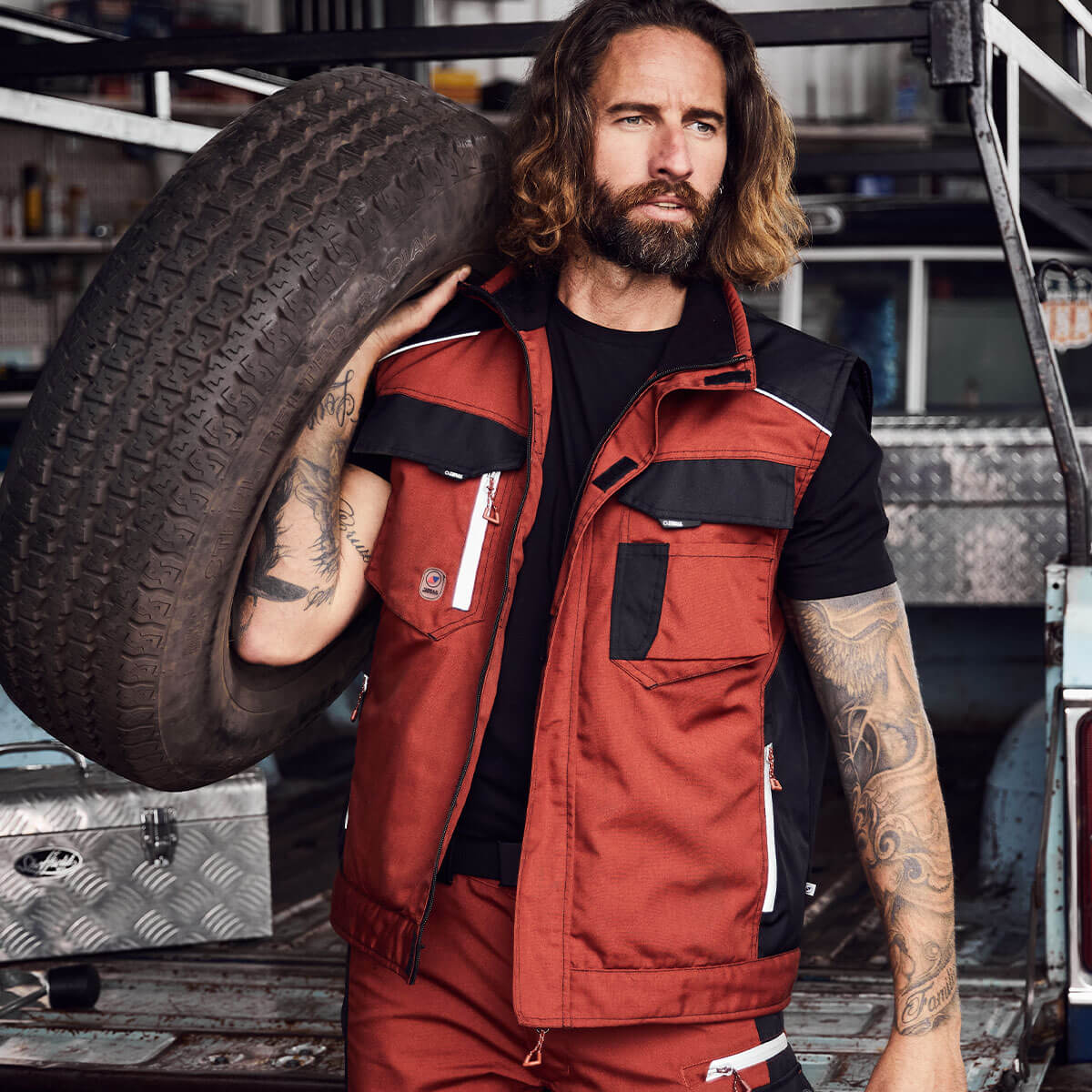     Terrax Workwear Herren Arbeitsweste Modern mit Stehkragen - Weste für Handwerk und Arbeit
