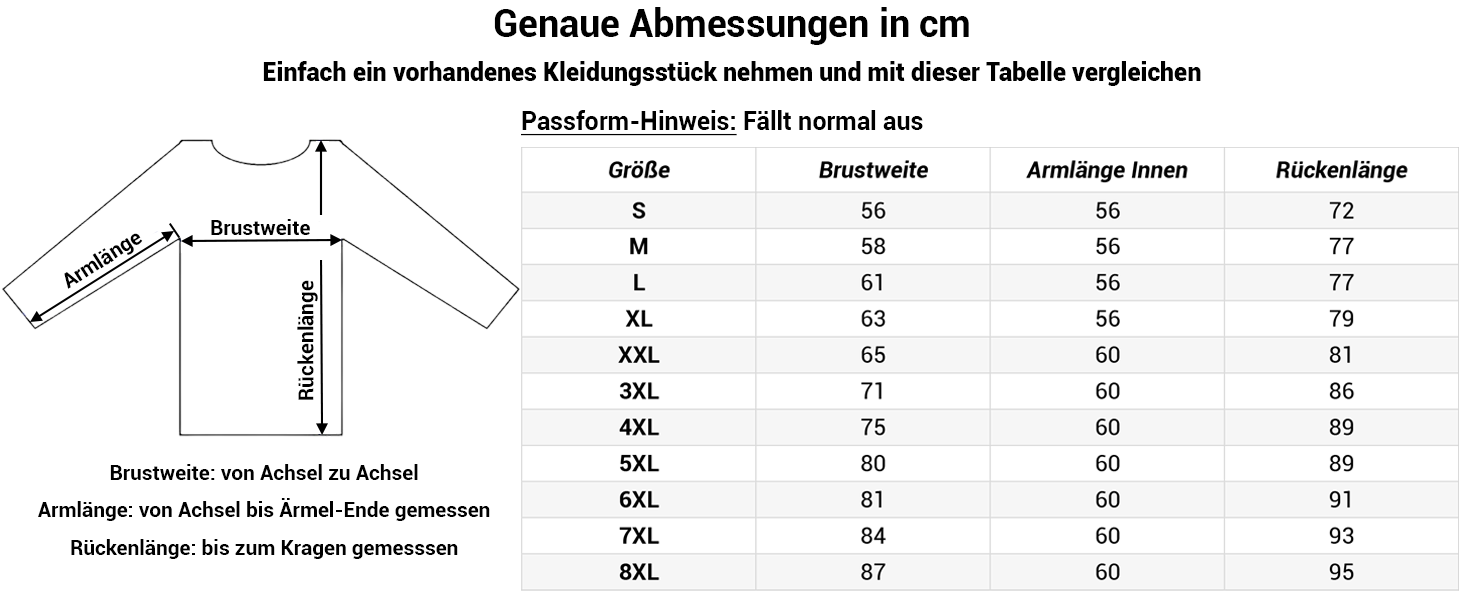 Größentabelle Funktionsjacke Fabian