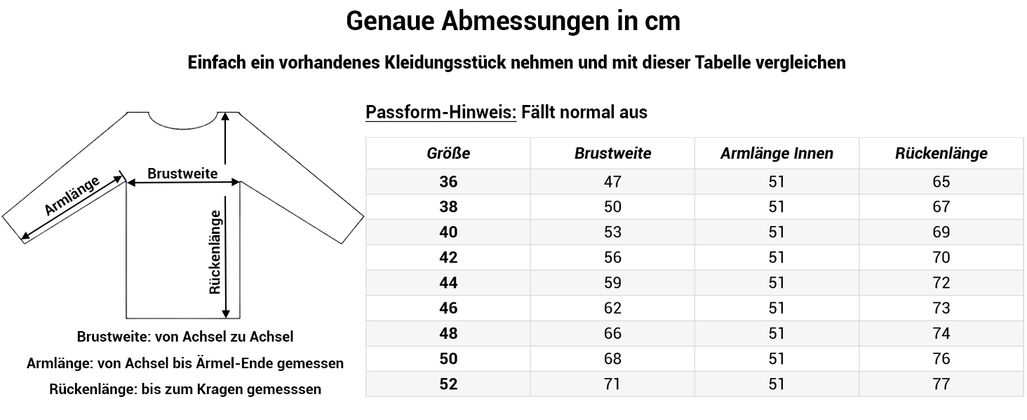 Grössentabelle Dry Fashion Softshelljacke Baltrum