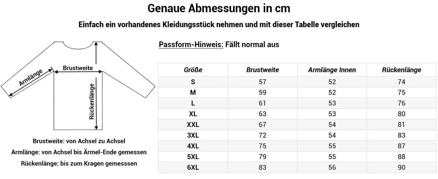 Grössentabelle Dry Fashion Fleecejacke Esens