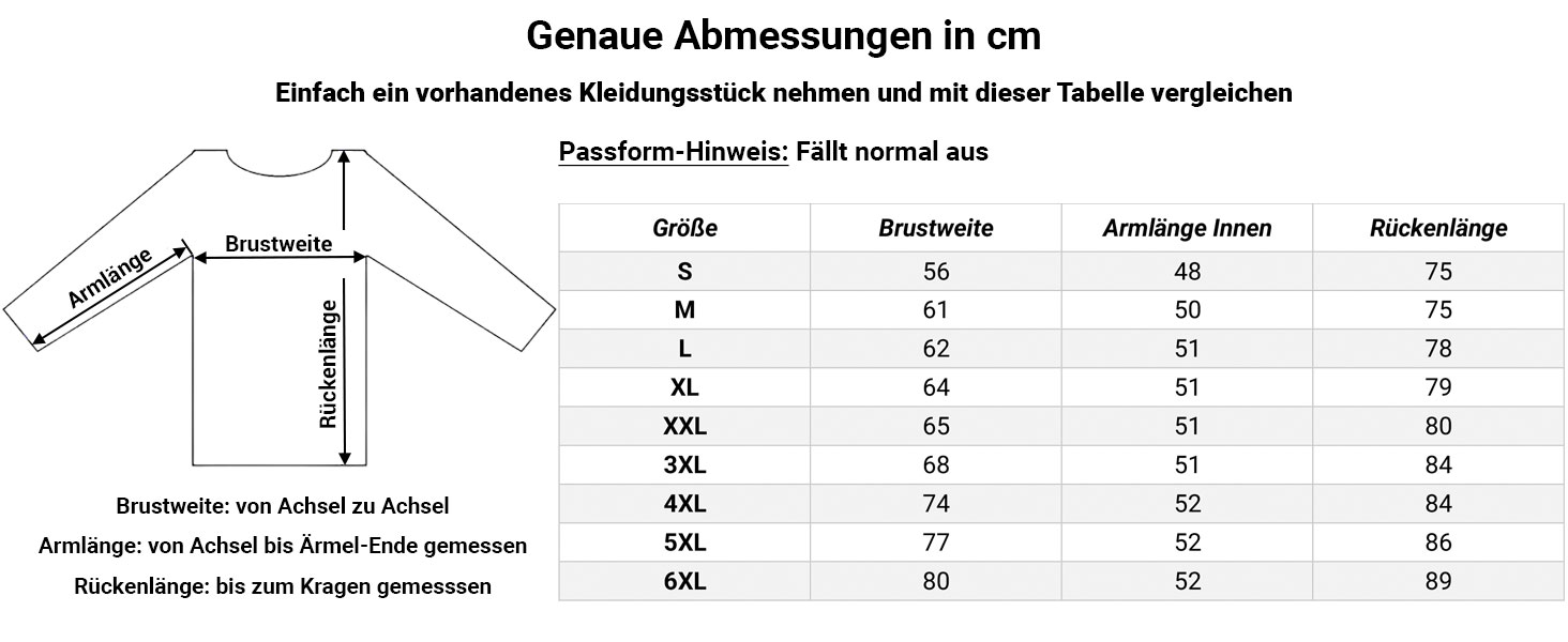 Größentabelle Softshelljacke Marlon