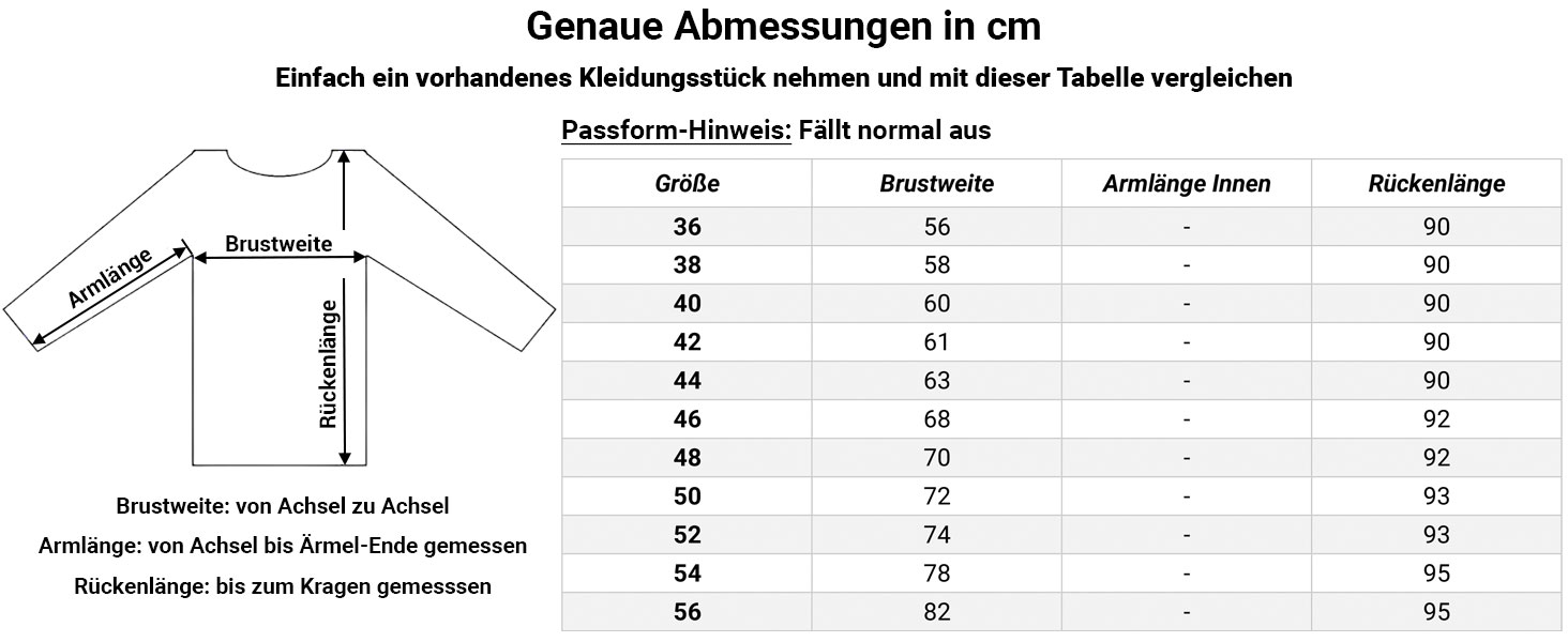 Größentabelle Steppweste Nathalia