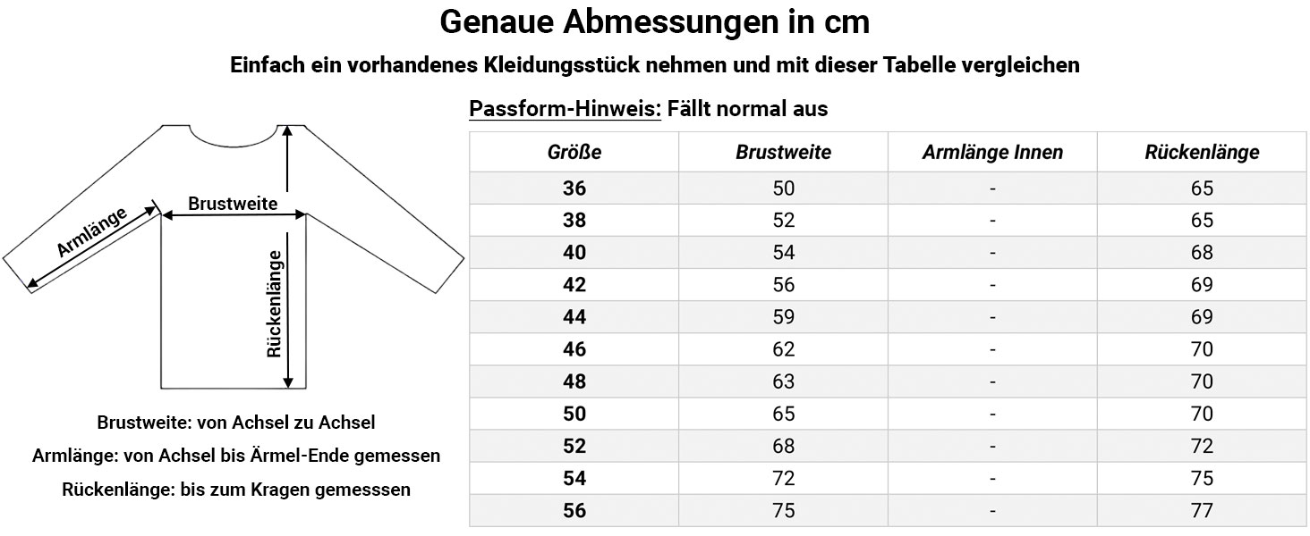 Größentabelle Steppweste Nathalie